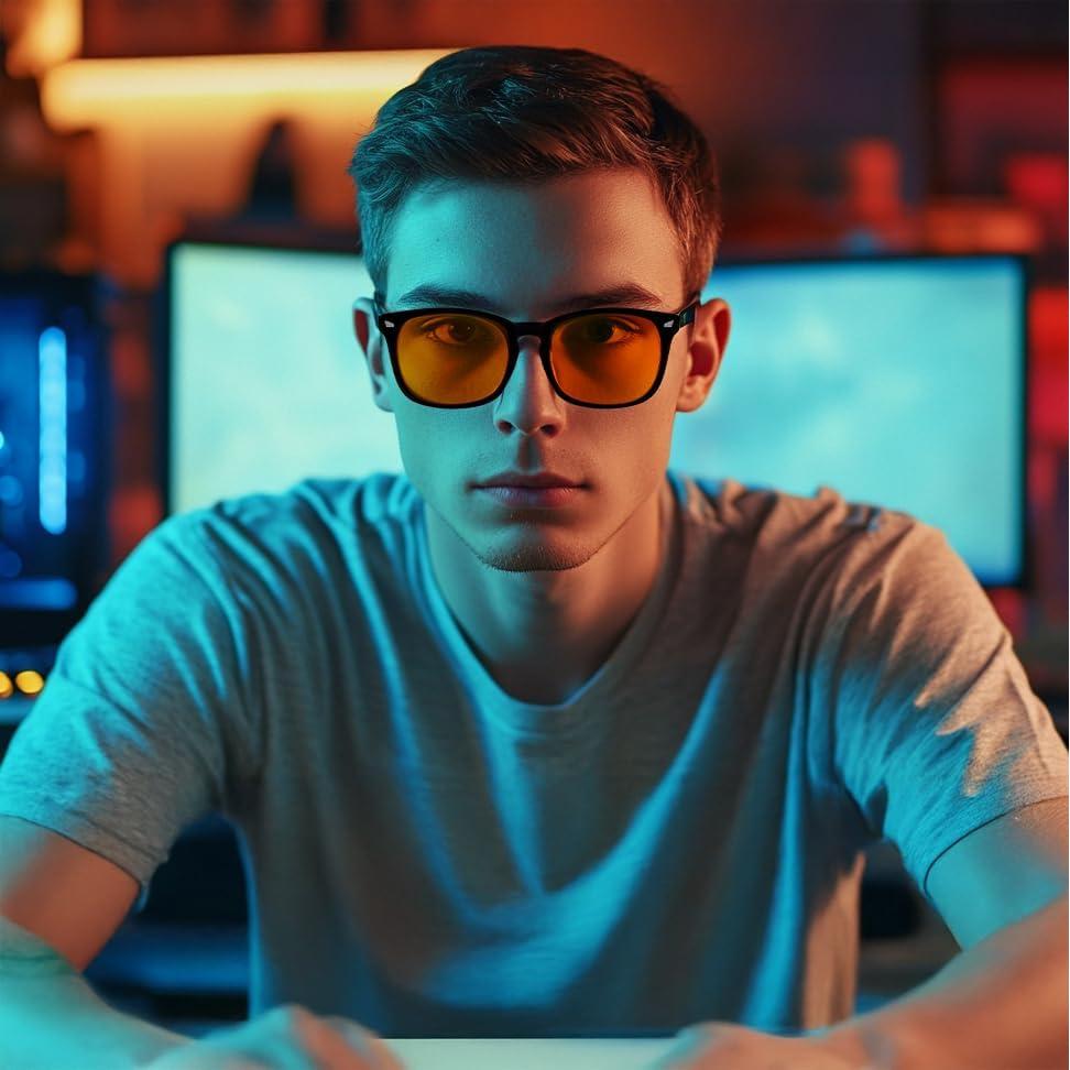 Gafas Bloqueadoras de Luz Azul FEISEDY Ámbar para Hombre y Mujer