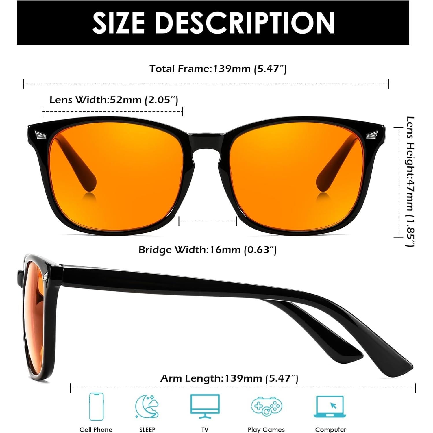 Gafas Bloqueadoras de Luz Azul FEISEDY Ámbar para Hombre y Mujer