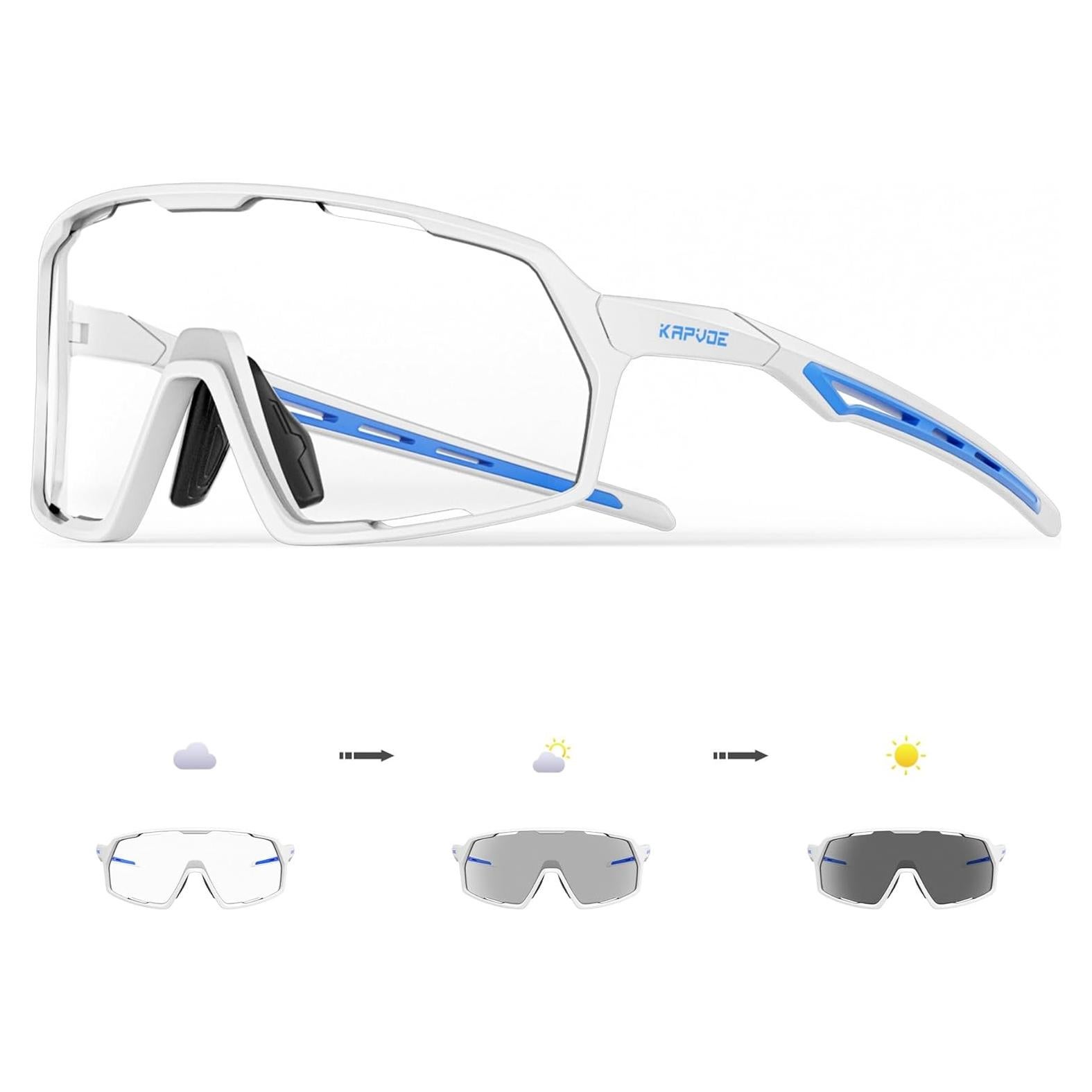 Gafas de Ciclismo Fotoquímicas KAPVOE UV400 para Hombre y Mujer