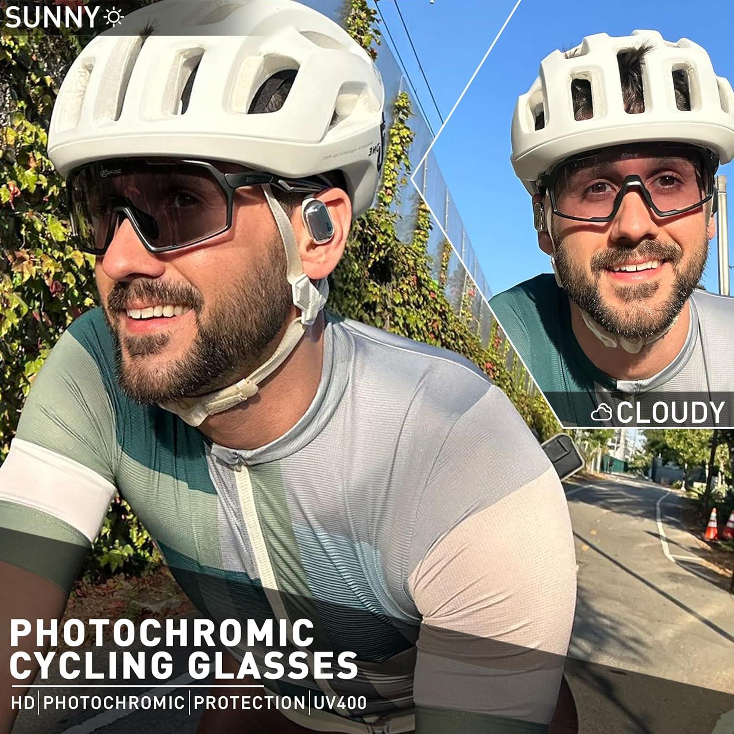 Gafas de Ciclismo Fotoquímicas KAPVOE UV400 para Hombre y Mujer