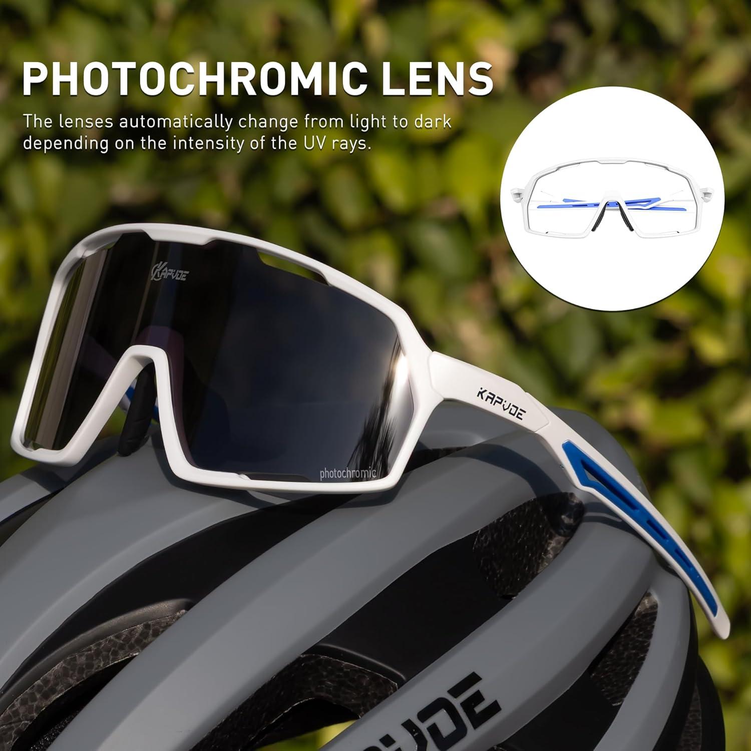 Gafas de Ciclismo Fotoquímicas KAPVOE UV400 para Hombre y Mujer