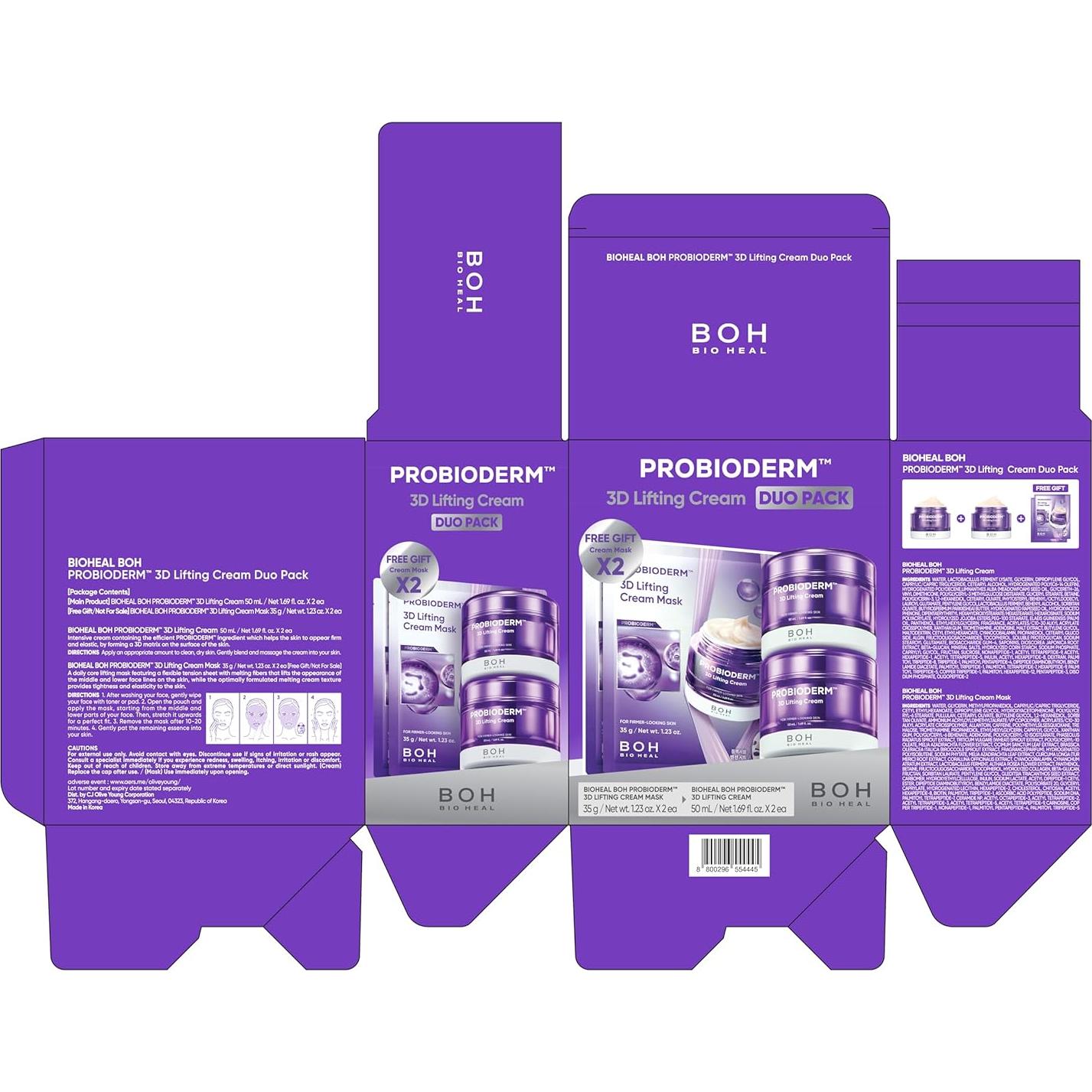 Crema Lifting 3D Bioheal Boh Probioderm Doble Set + Mascarillas