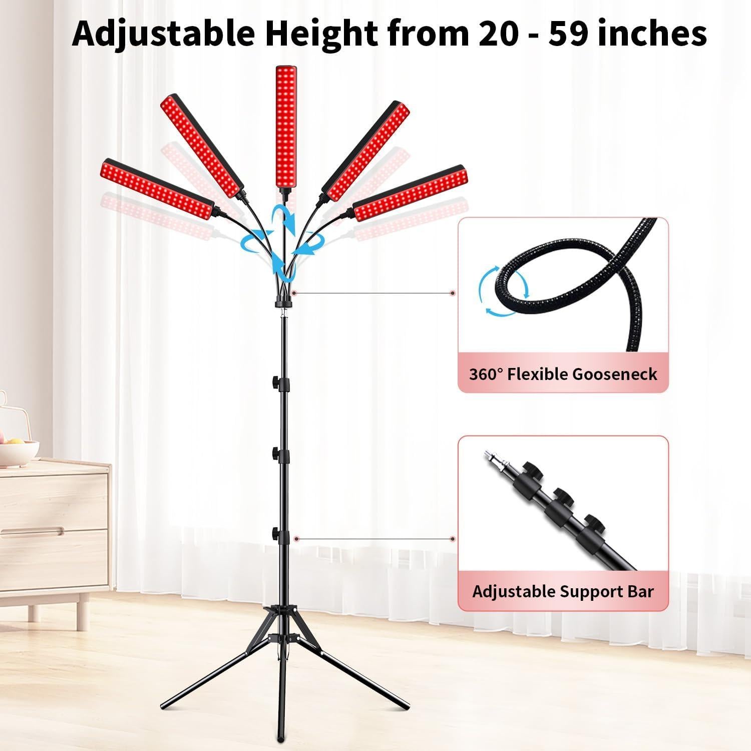 Terapia de Luz Roja FlaoAito 5 Cabezas 7 Colores 660nm 850nm