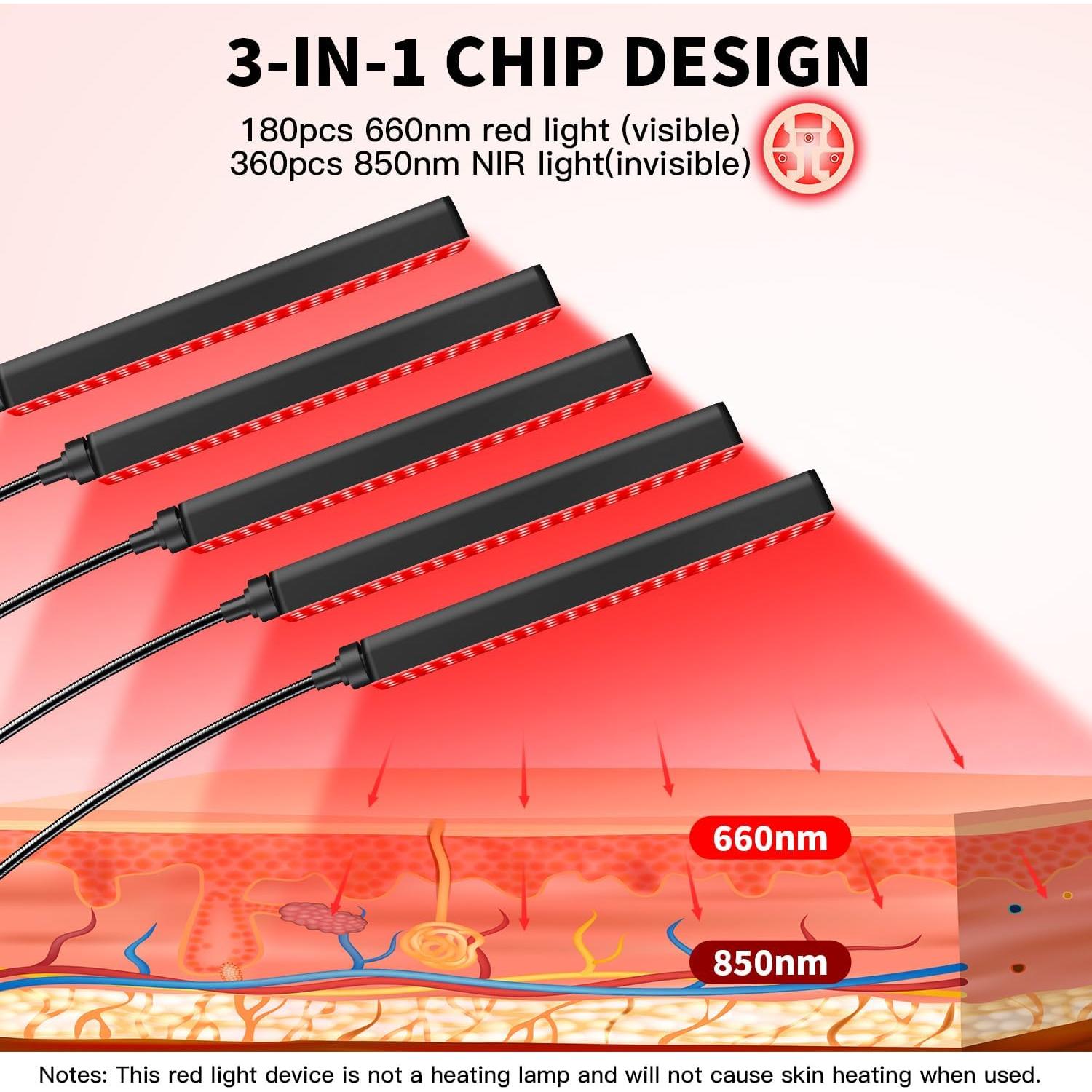 Terapia de Luz Roja FlaoAito 5 Cabezas 7 Colores 660nm 850nm