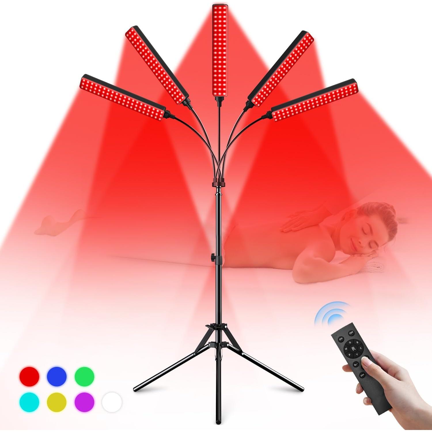 Terapia de Luz Roja FlaoAito 5 Cabezas 7 Colores 660nm 850nm