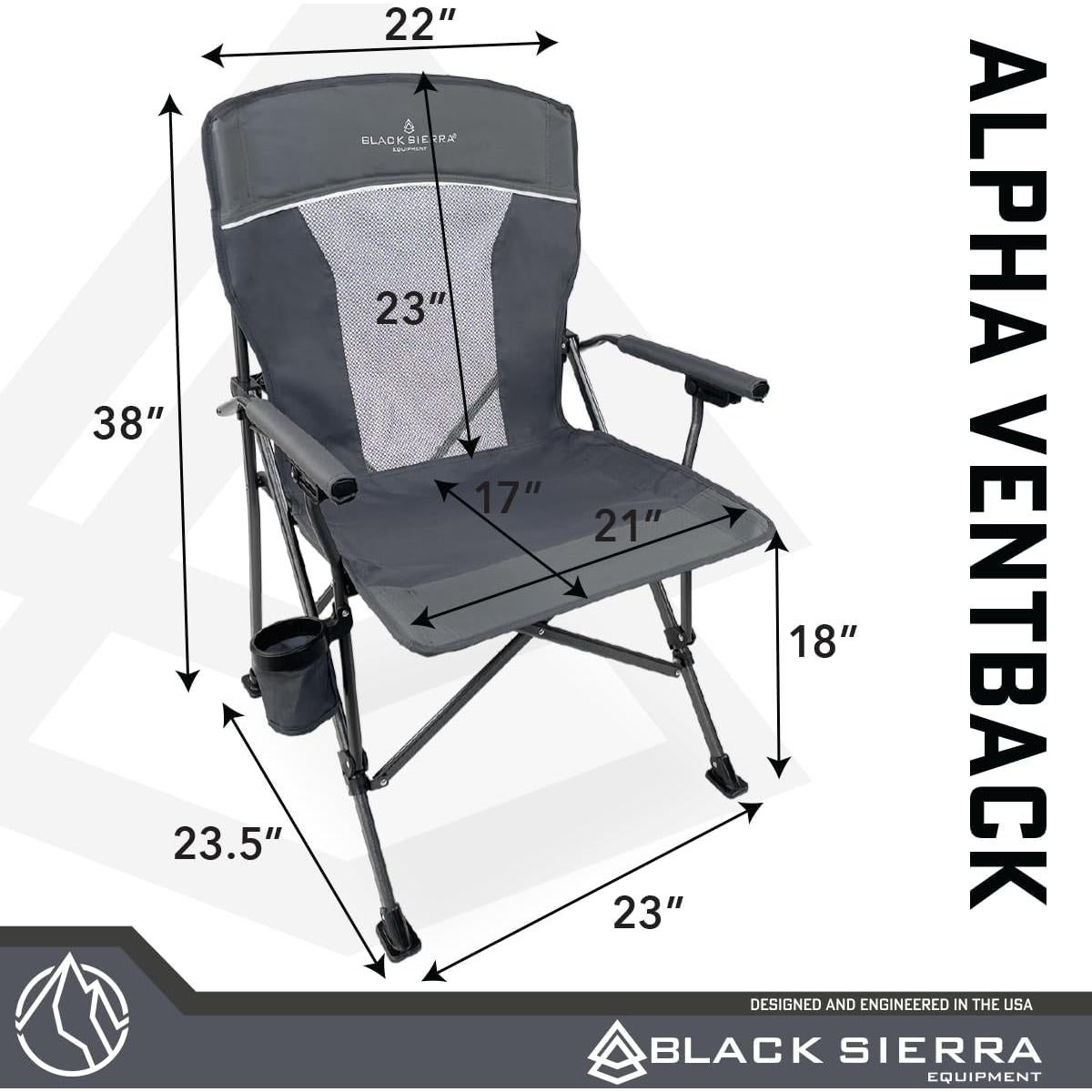 Silla de Camping Black Sierra Hardarm Ventback Gris