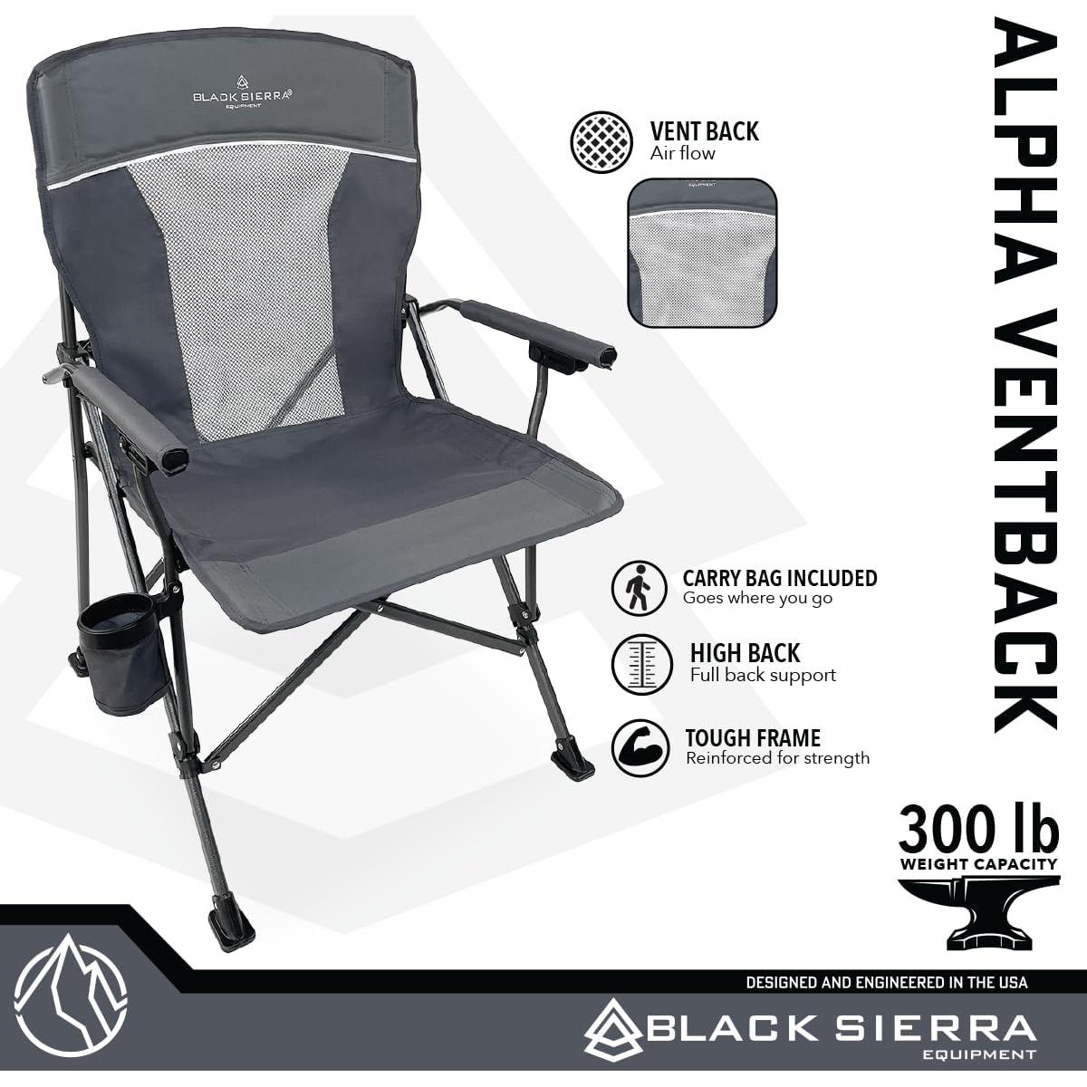 Silla de Camping Black Sierra Hardarm Ventback Gris