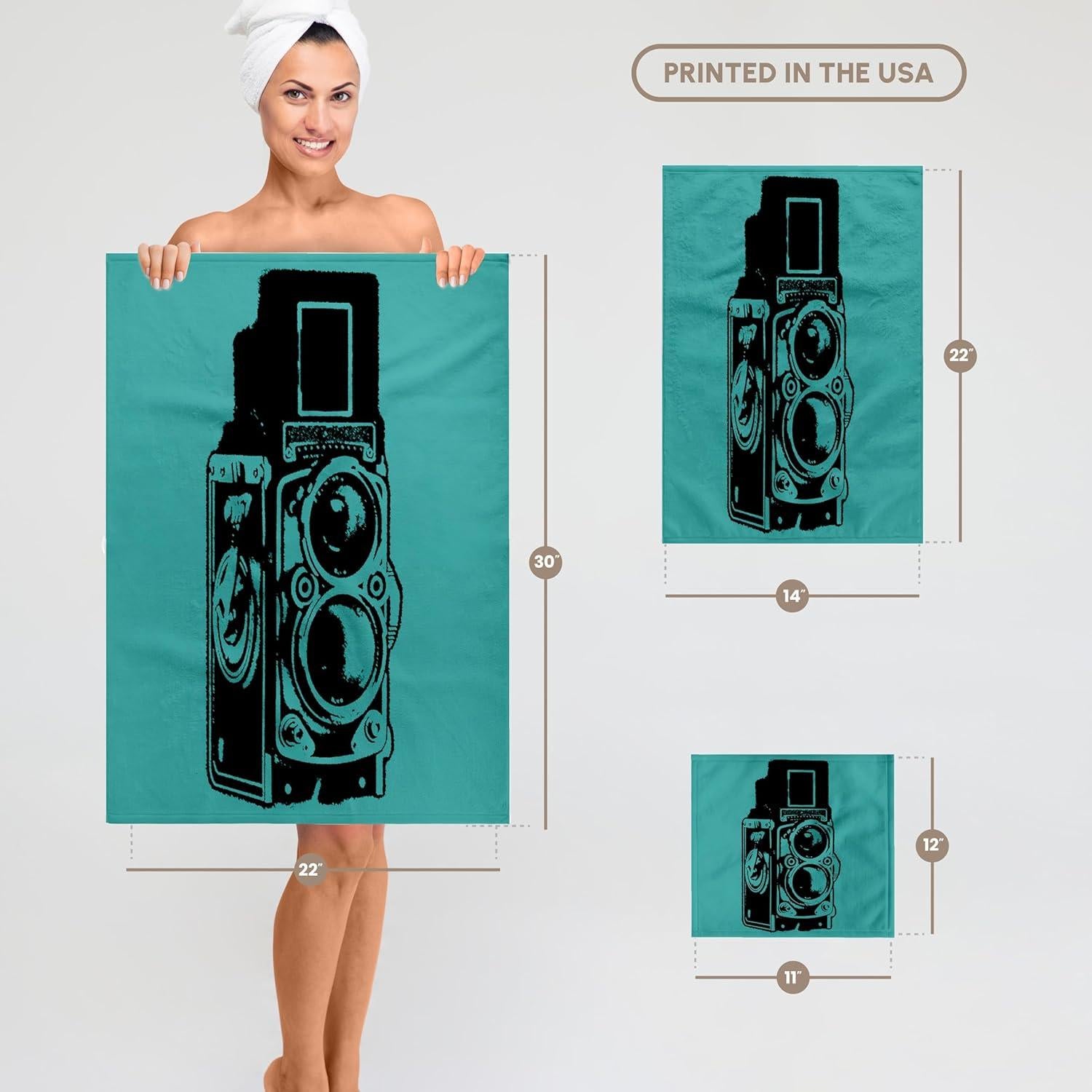 Toalla de Mano 3dRose 38x56 cm Cámara Vintage Multicolor