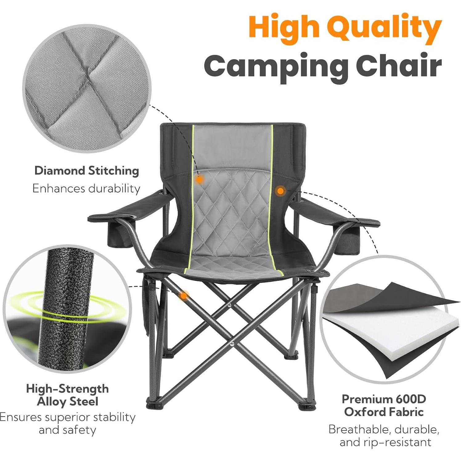 Silla de Camping Plegable Join Nature ZT01 Negra 362kg