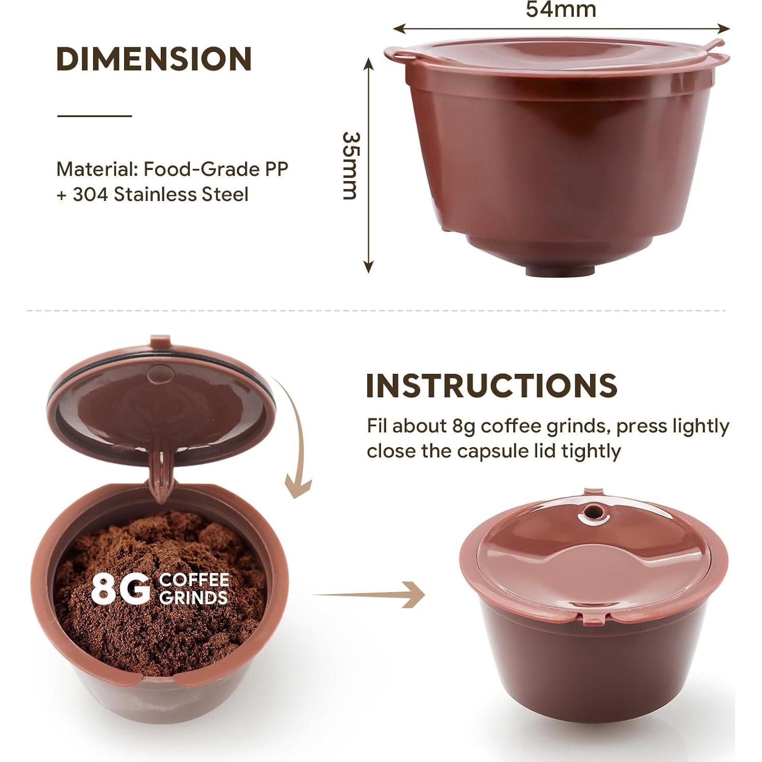 Cápsulas Reutilizables BRBHOM para Nescafé Dolce Gusto - 3 Pcs