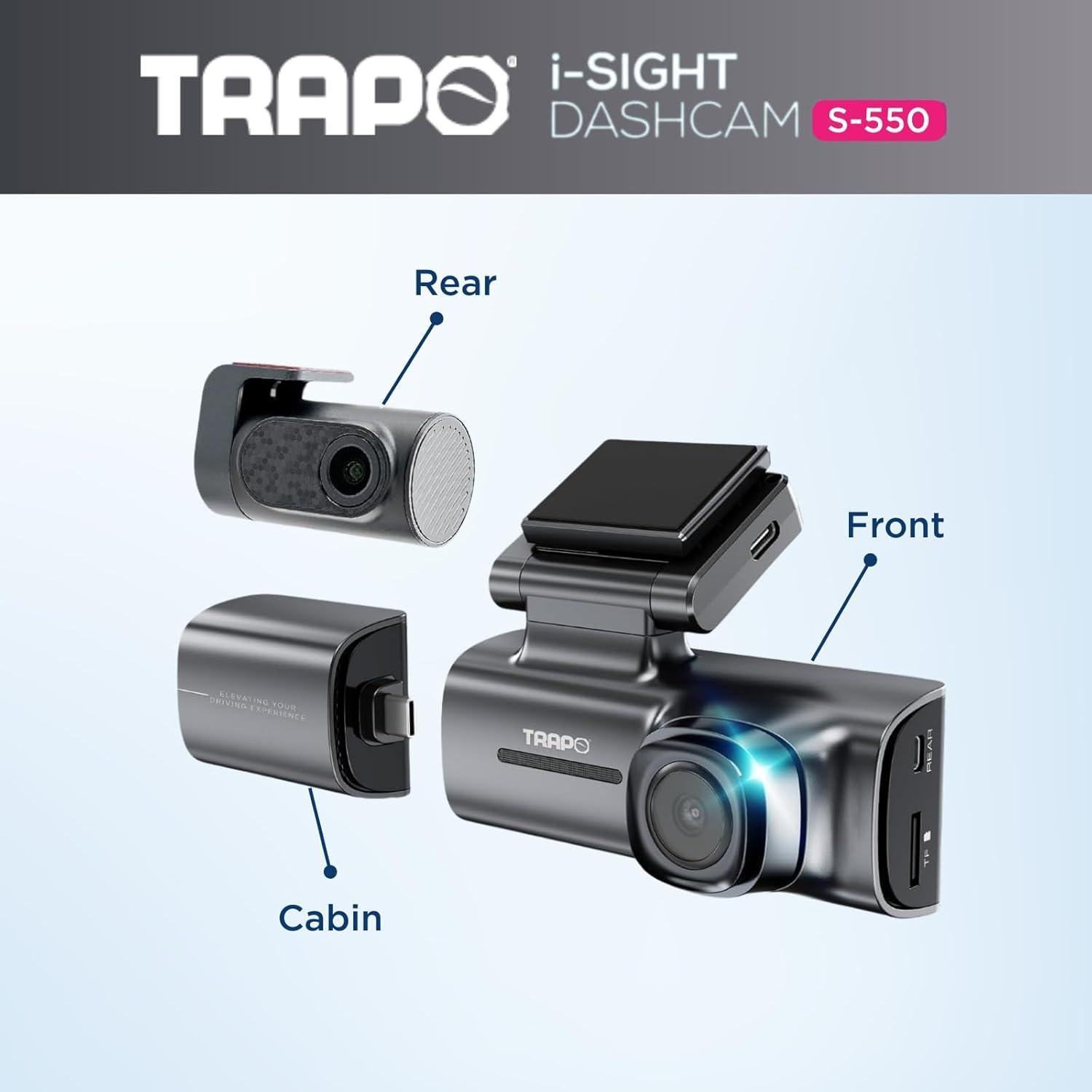 Cámara de tablero TRAPO S550 4K delantera y trasera GPS Wi-Fi