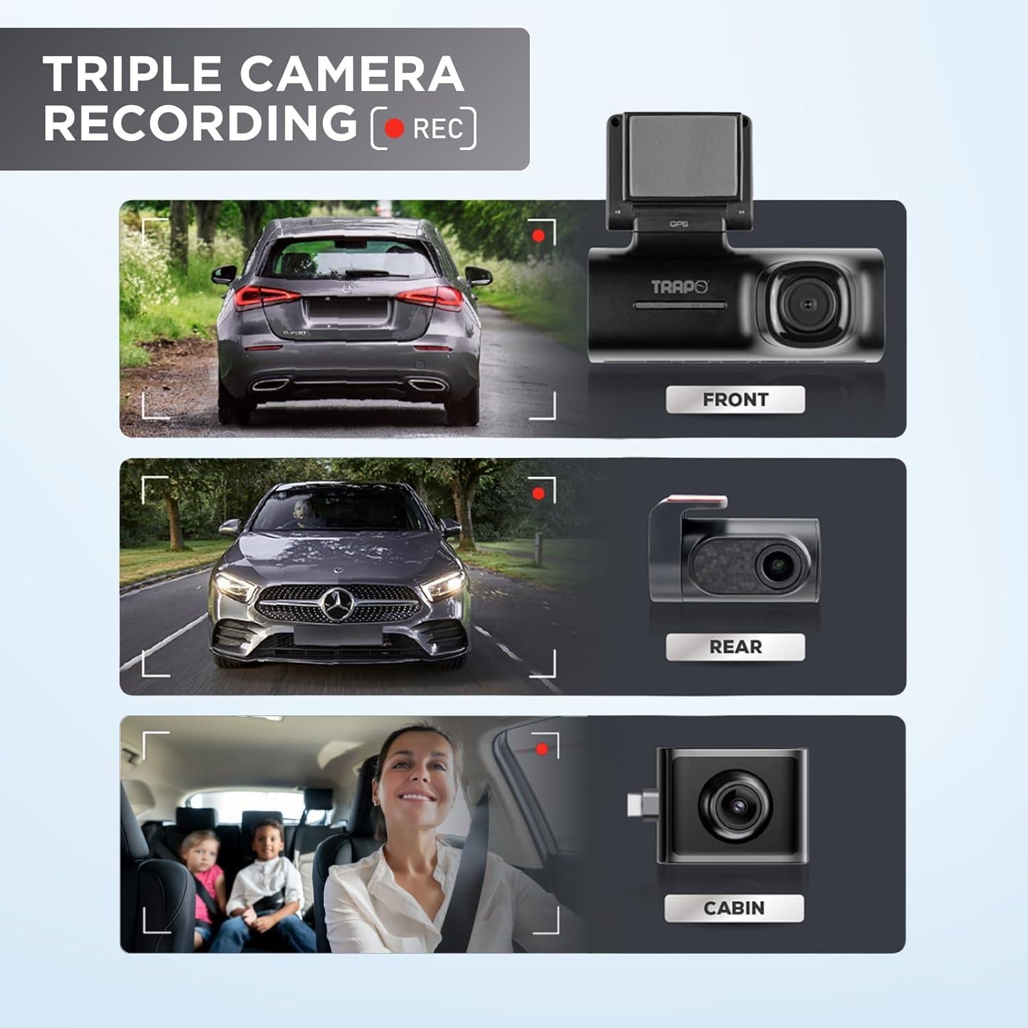 Cámara de tablero TRAPO S550 4K delantera y trasera GPS Wi-Fi