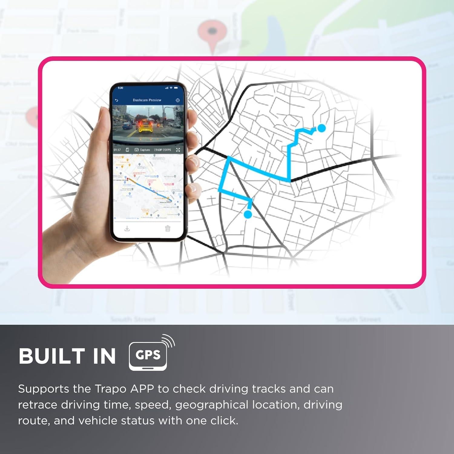 Cámara de tablero TRAPO S550 4K delantera y trasera GPS Wi-Fi