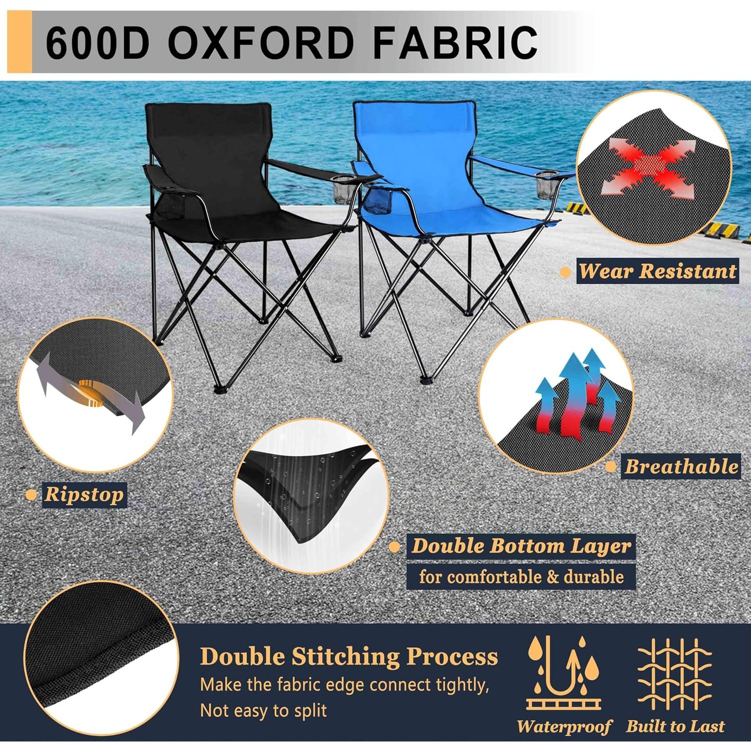 Silla de Camping Joyfair Plegable 113 kg 2 Portavasos