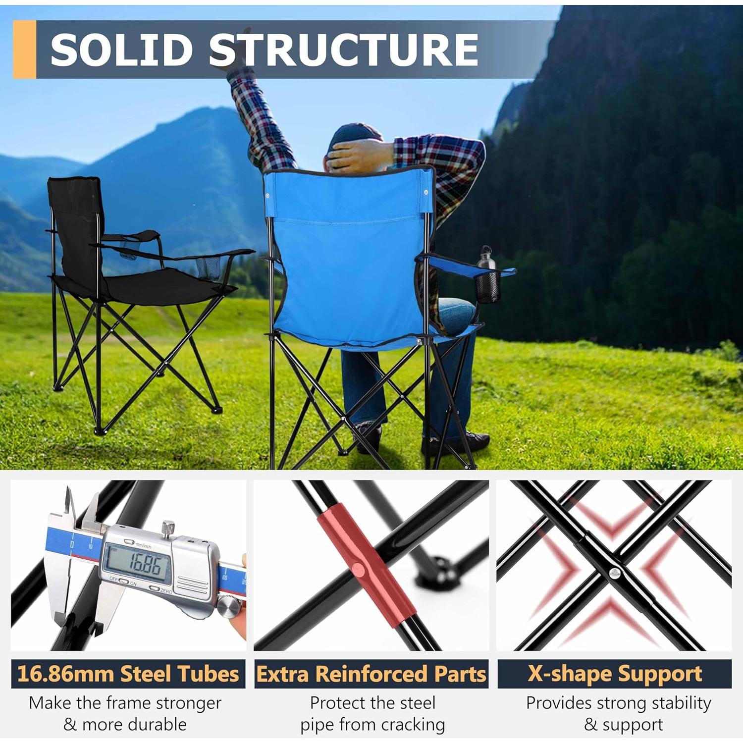 Silla de Camping Joyfair Plegable 113 kg 2 Portavasos