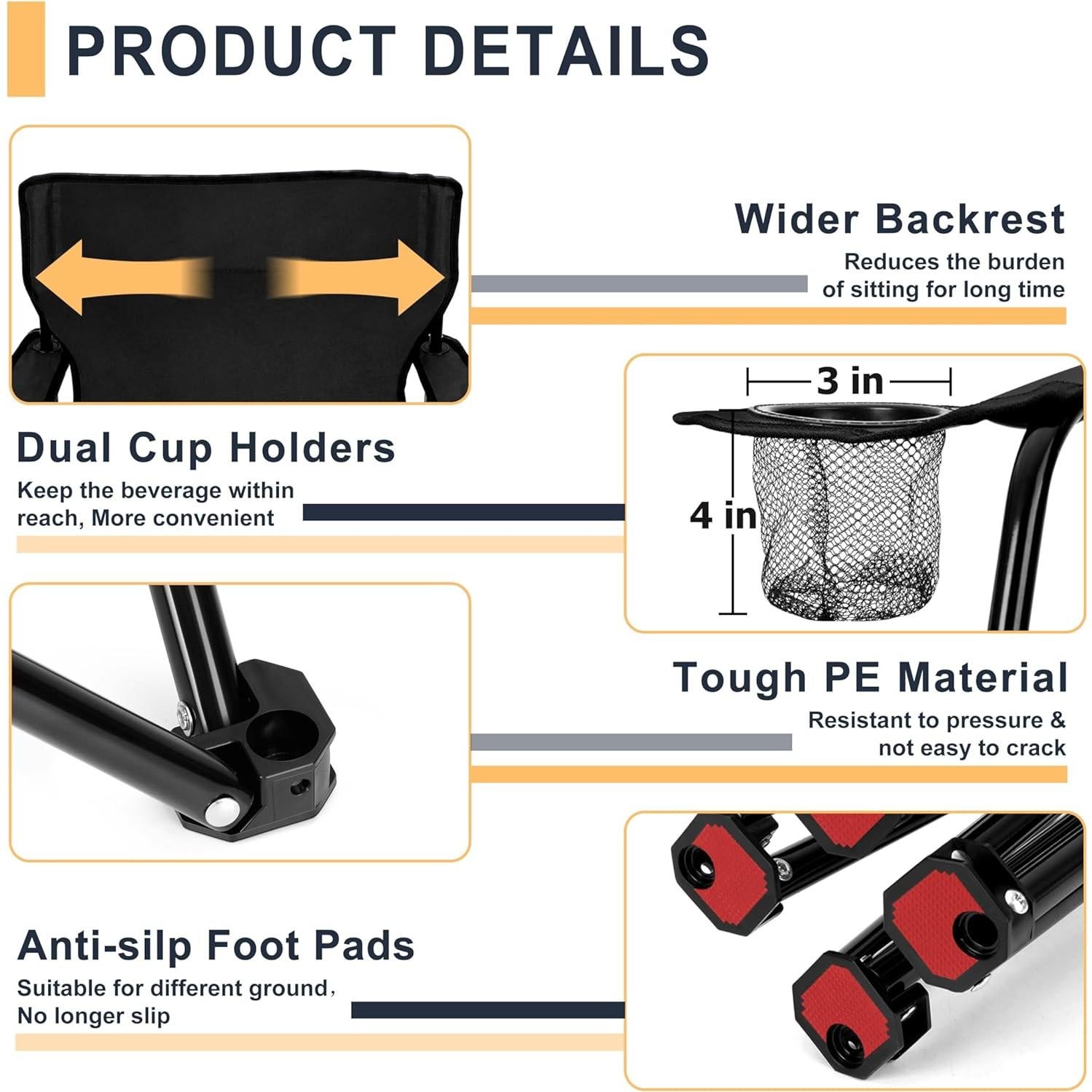 Silla de Camping Joyfair Plegable 113 kg 2 Portavasos