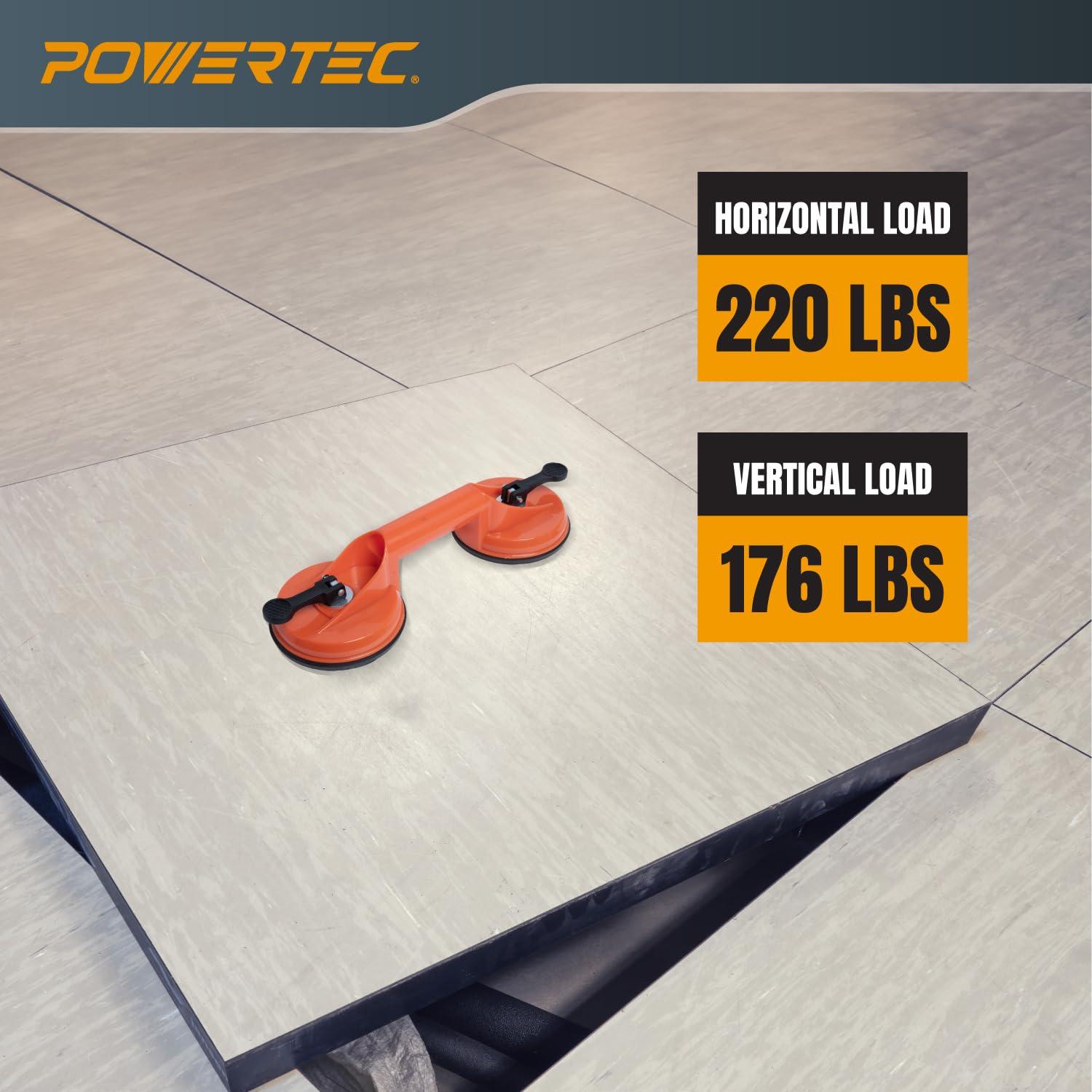 Copa de Succión Doble POWERTEC 2PK para Vidrio y Azulejos