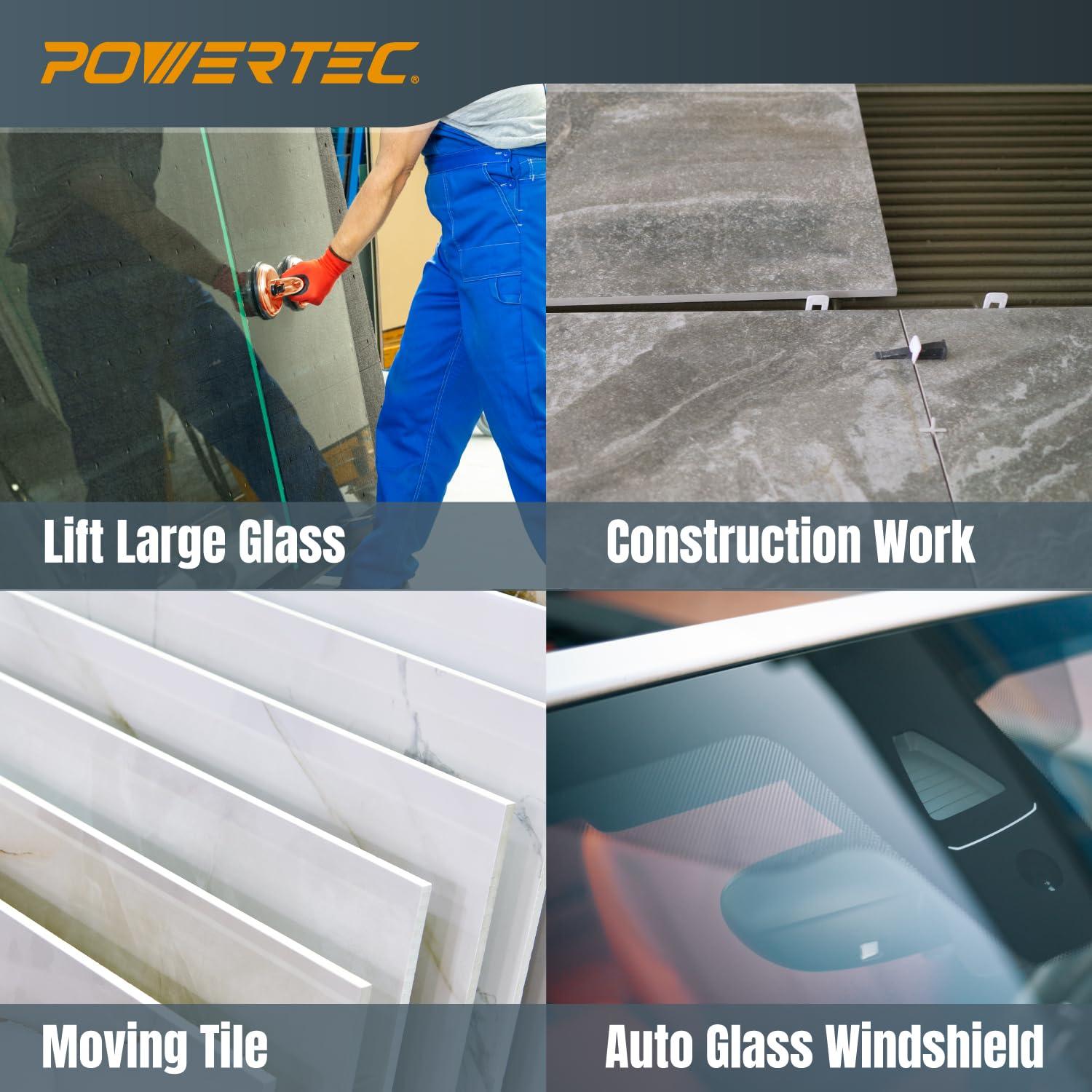 Copa de Succión Doble POWERTEC 2PK para Vidrio y Azulejos