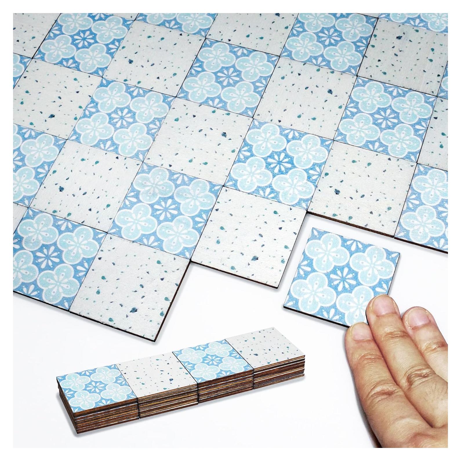 Azulejos de Suelo para Casa de Muñecas Halandar 32pcs Doble Cara