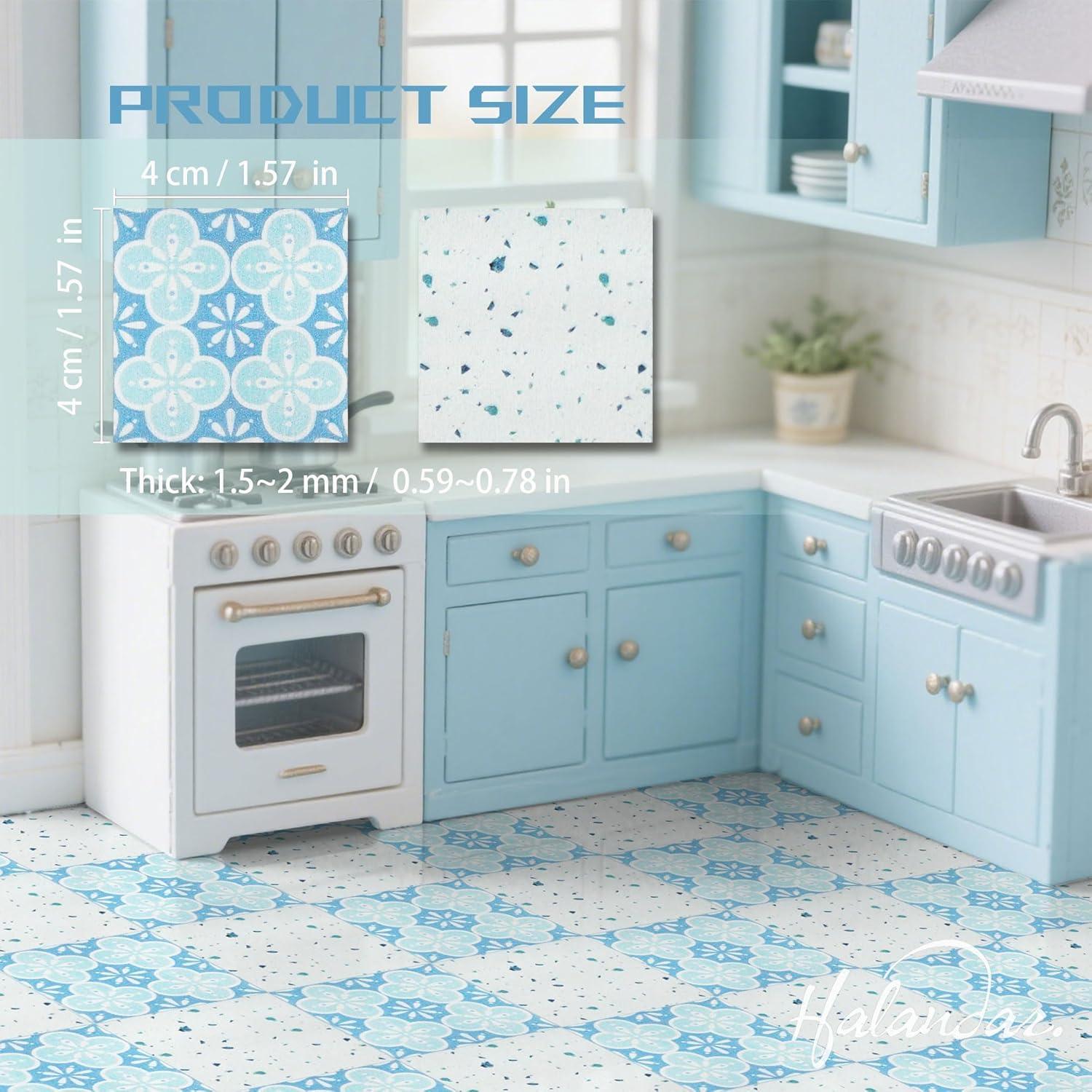 Azulejos de Suelo para Casa de Muñecas Halandar 32pcs Doble Cara