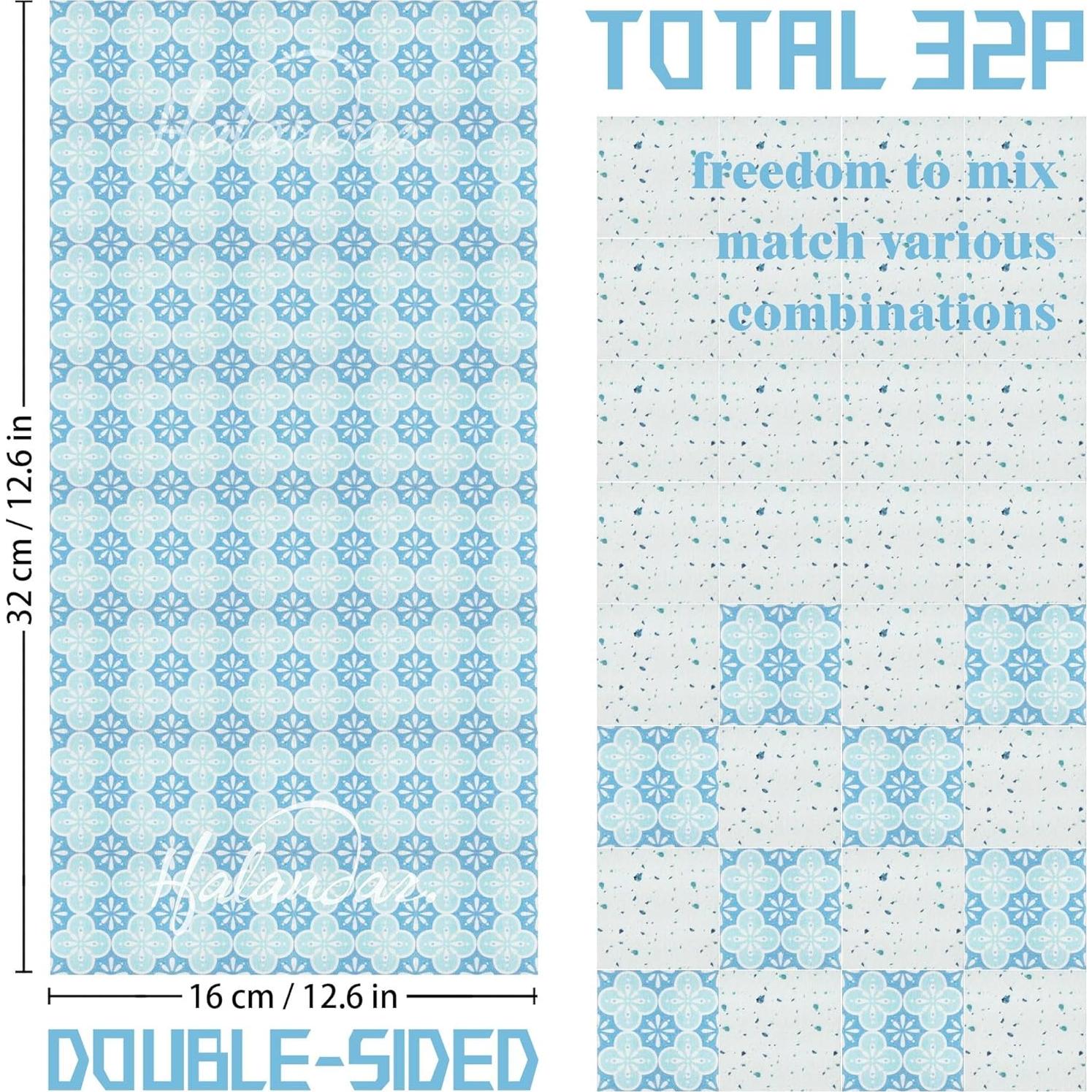 Azulejos de Suelo para Casa de Muñecas Halandar 32pcs Doble Cara