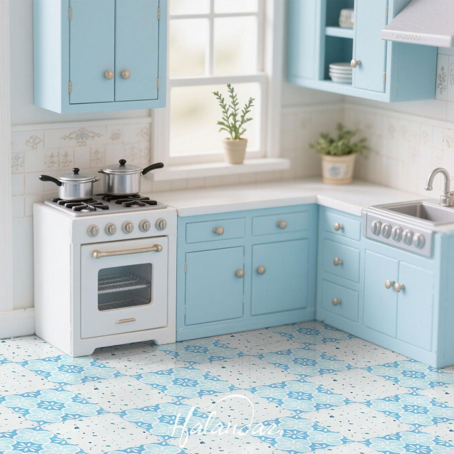 Azulejos de Suelo para Casa de Muñecas Halandar 32pcs Doble Cara