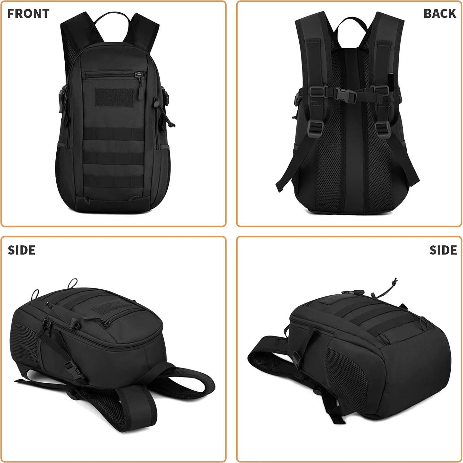 Mochila Táctica Huntvp 10L Negra MOLLE para Senderismo