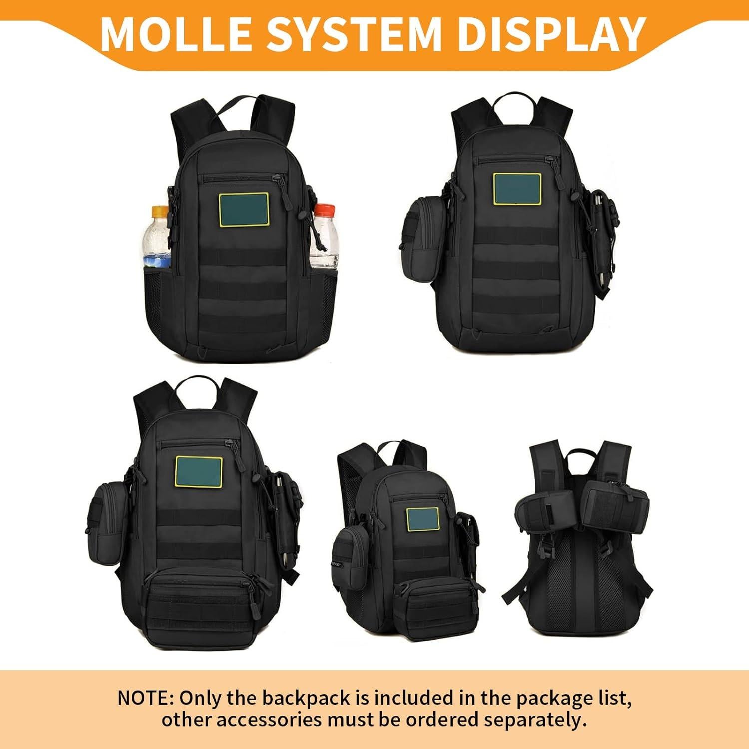 Mochila Táctica Huntvp 10L Negra MOLLE para Senderismo