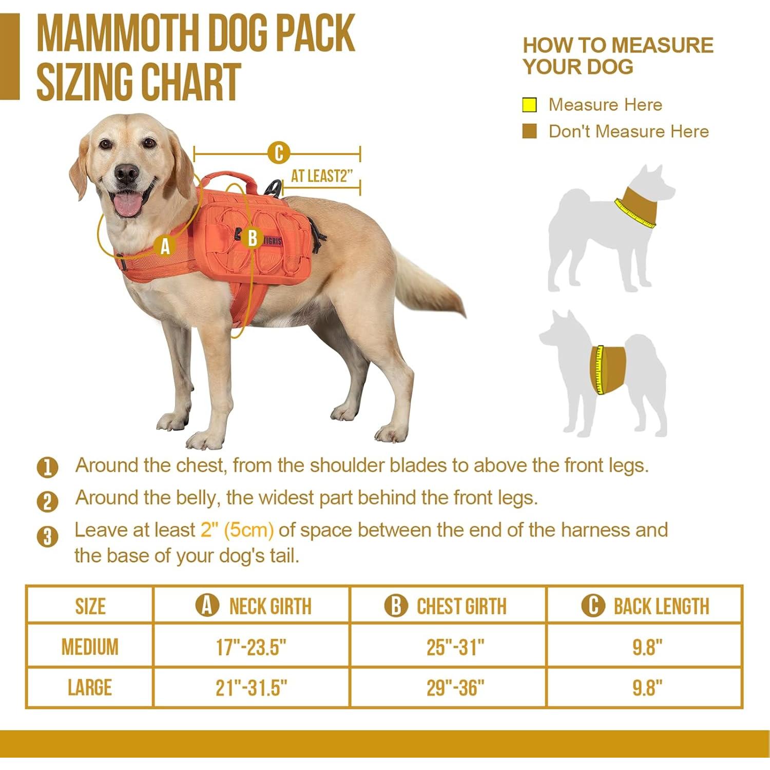 Mochila Táctica para Perros OneTigris Grande Naranja