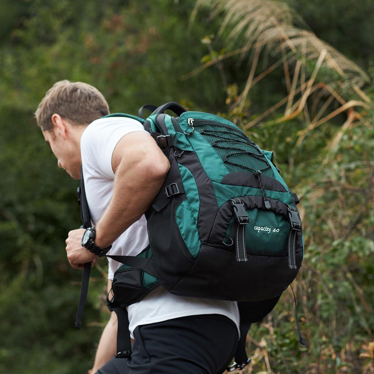 Mochila de senderismo BOVIP 40L impermeable unisex verde