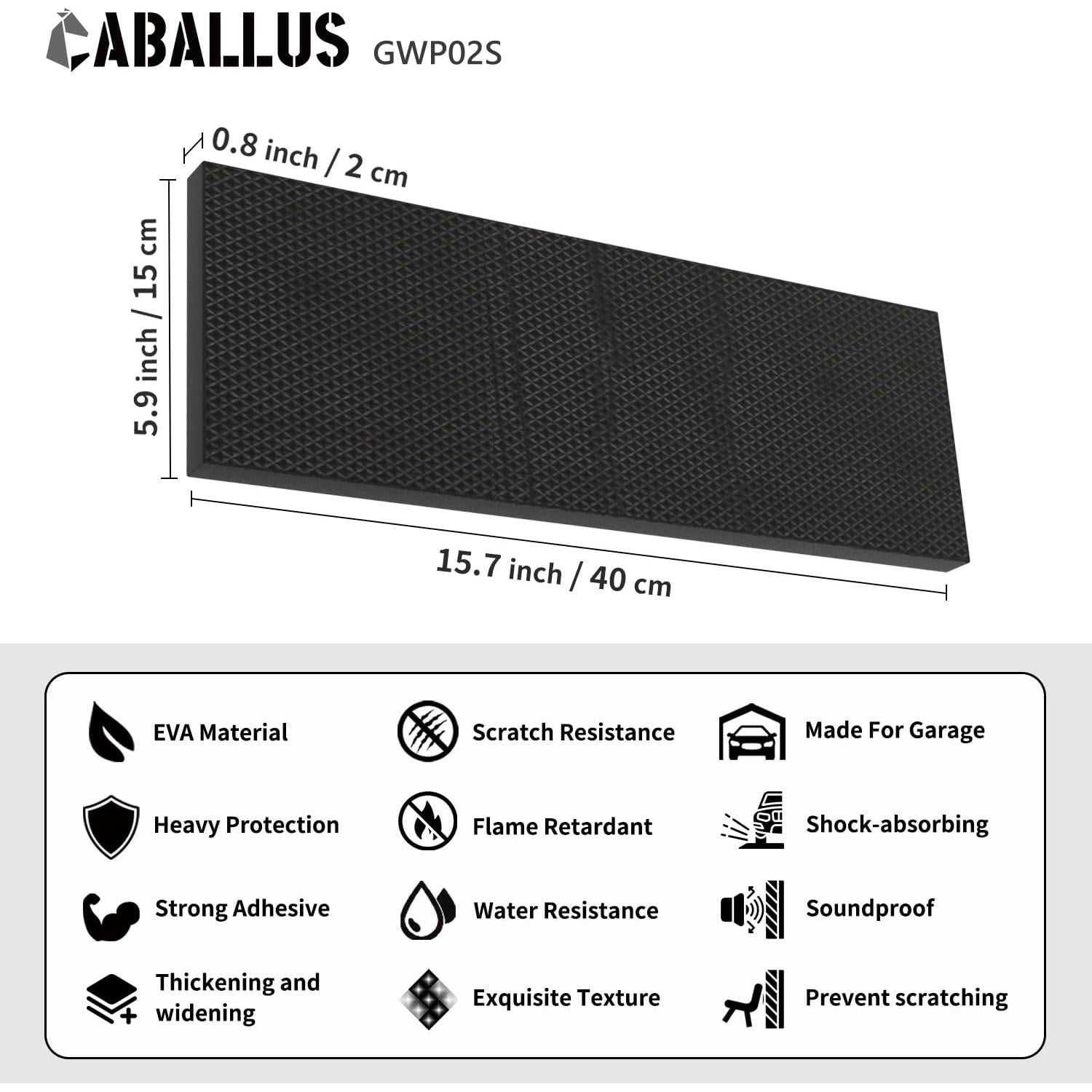 Protector de Pared de Garaje Caballus GWP02S 2-Pack Negro