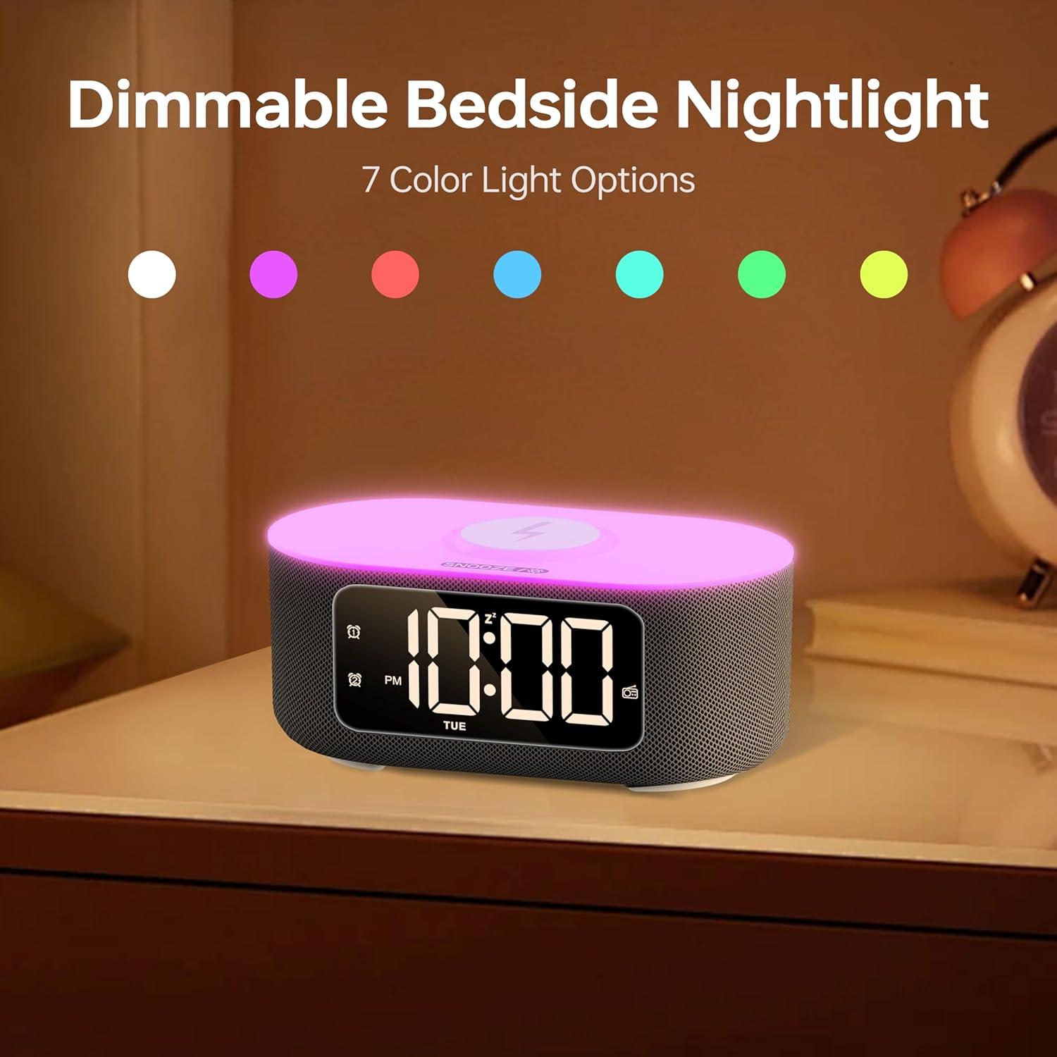 Reloj Despertador JALL Negro con Bluetooth, Carga Inalámbrica y FM