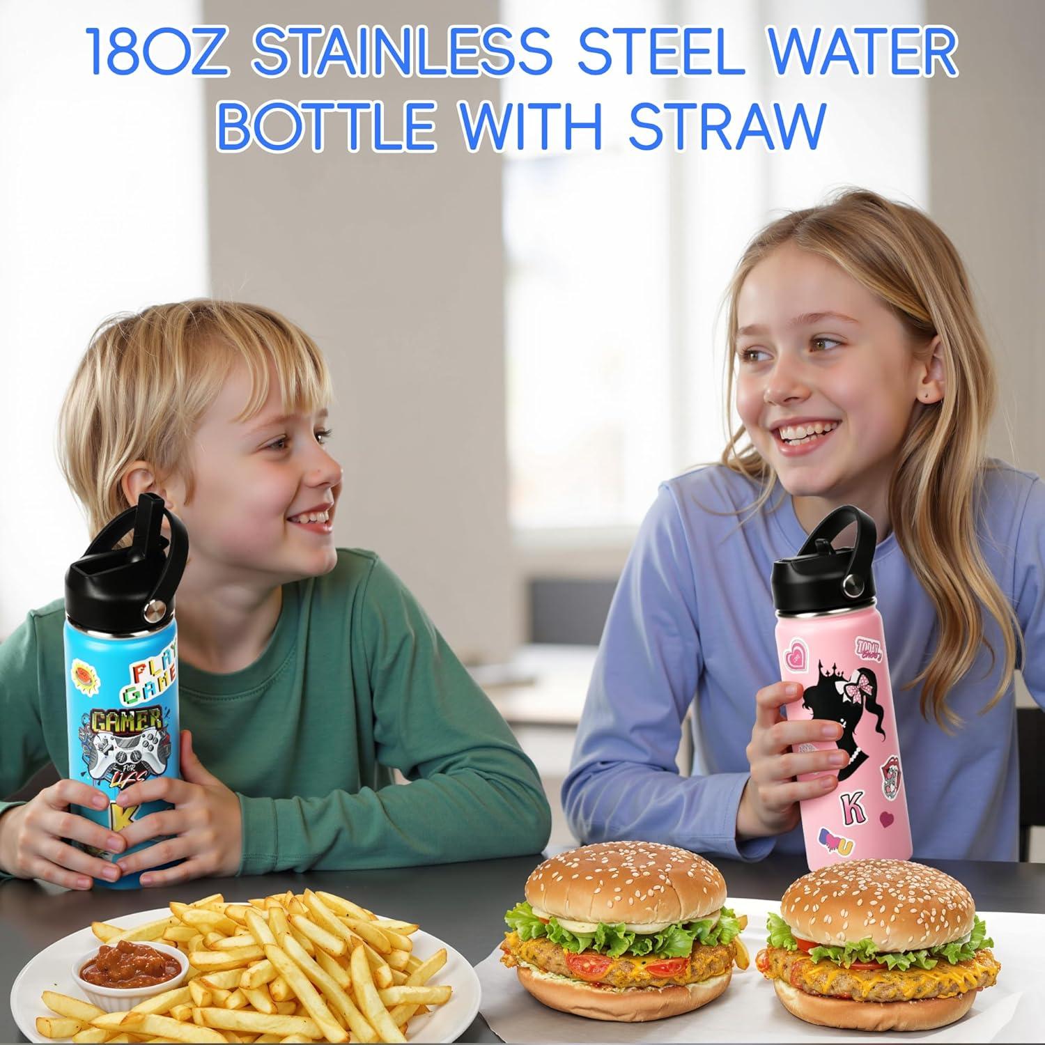 Botella de Agua Aislada 0.5L SEGXCFL Azul con Pajita