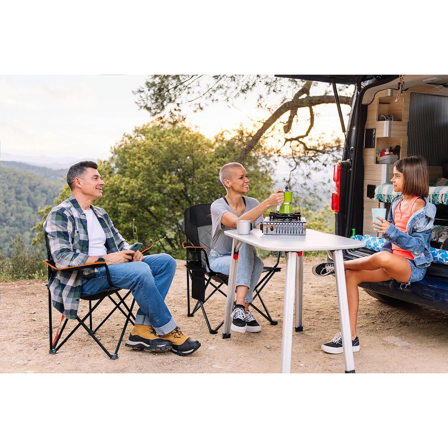 Silla de Camping FAIR WIND Acolchada Soporta 158 kg Negra