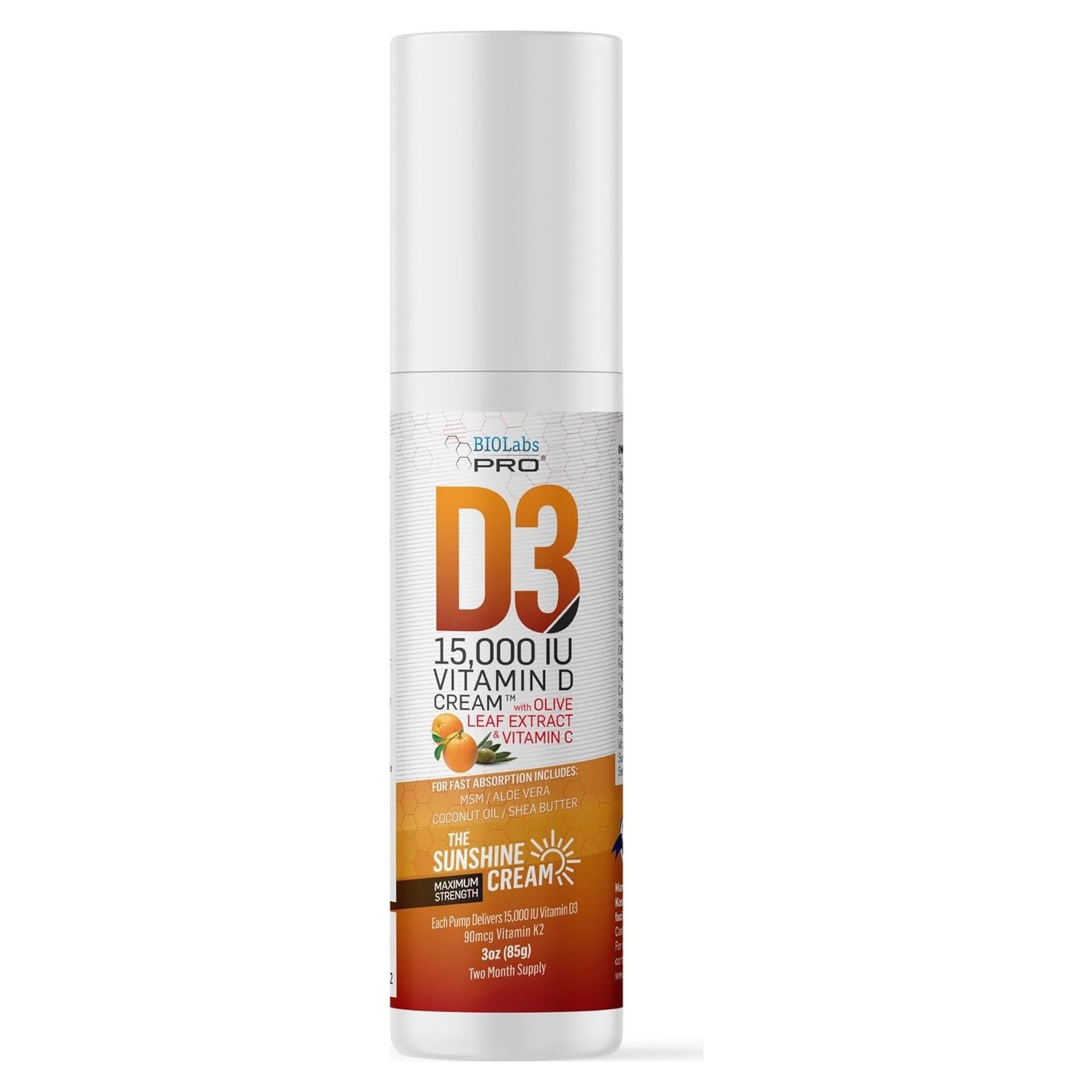 Crema de Vitamina D3 15000UI BIOLABS PRO con K2 - 85g