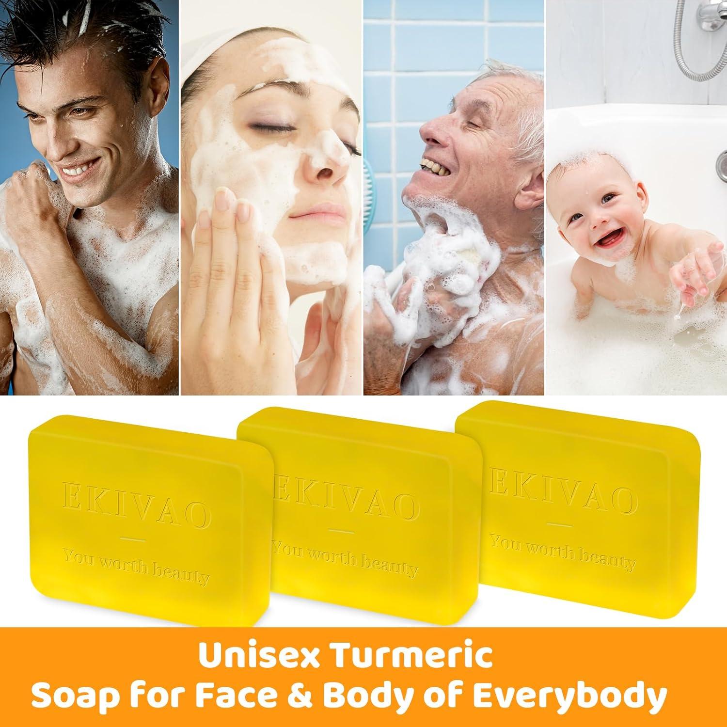 Jabón Orgánico de Cúrcuma EKIVAO 3 Paquetes 298g Hidratante