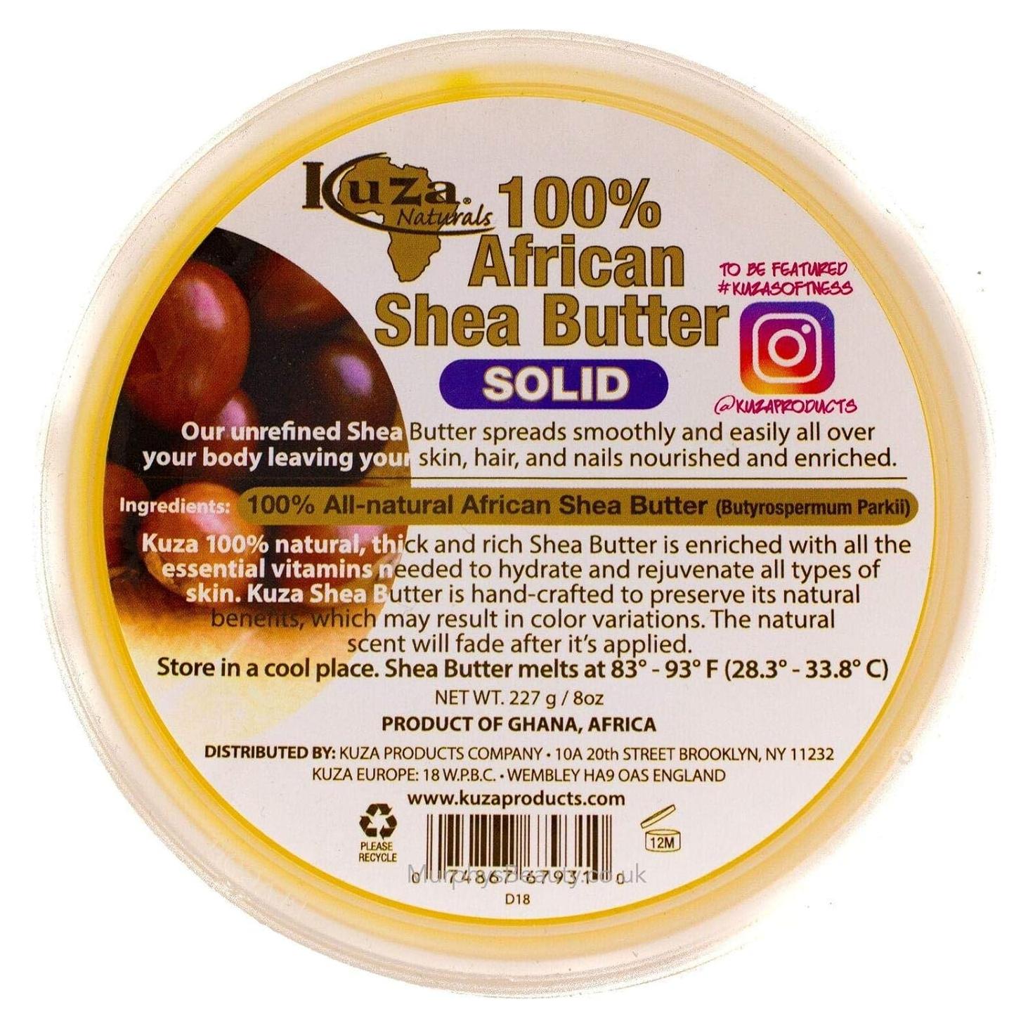 Manteca de Karité Kuza 100% Natural 226.8 g - Hidratante Piel y Cabello
