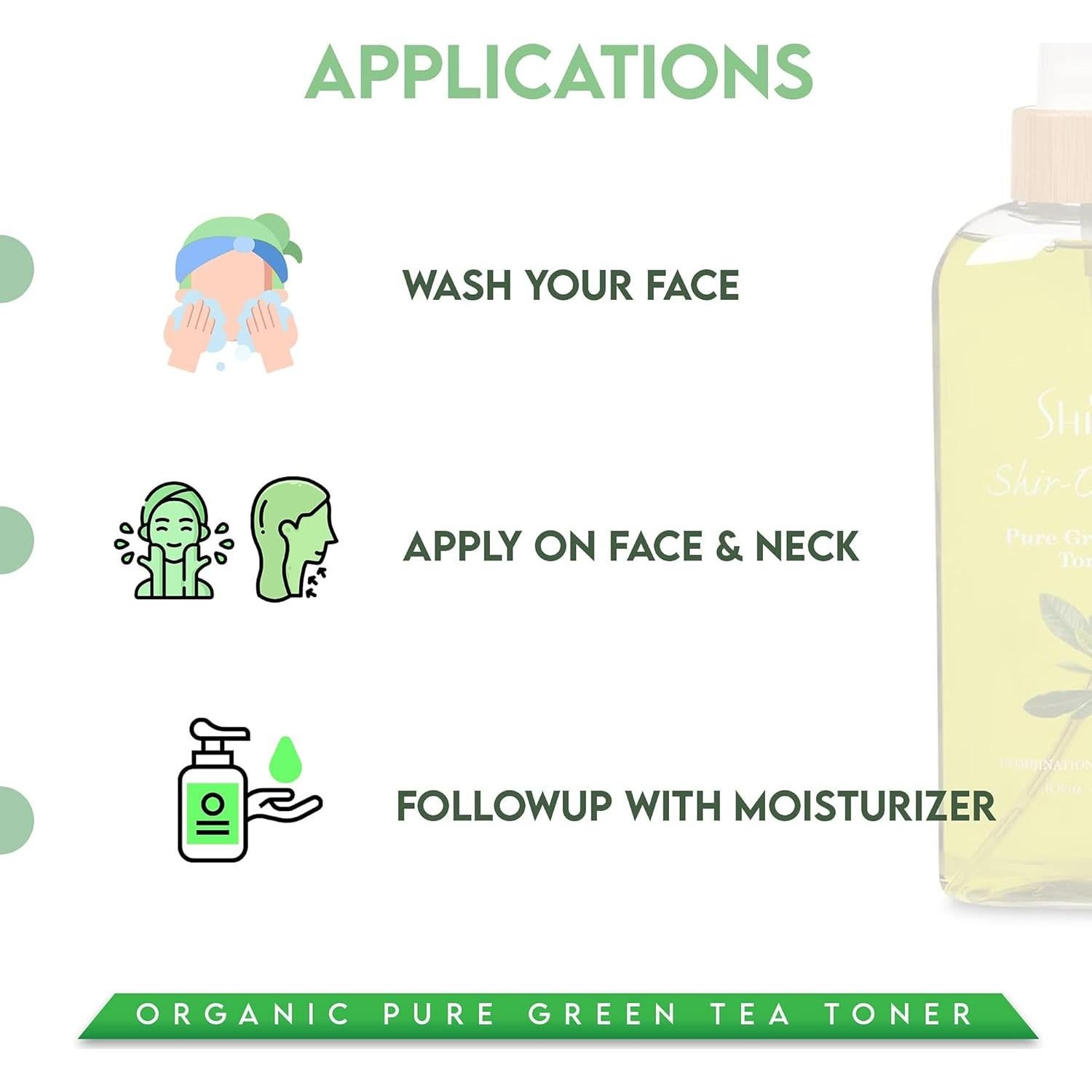 Tónico Facial Orgánico Shira de Té Verde 200ml - Hidratante Piel Normal a Grasa