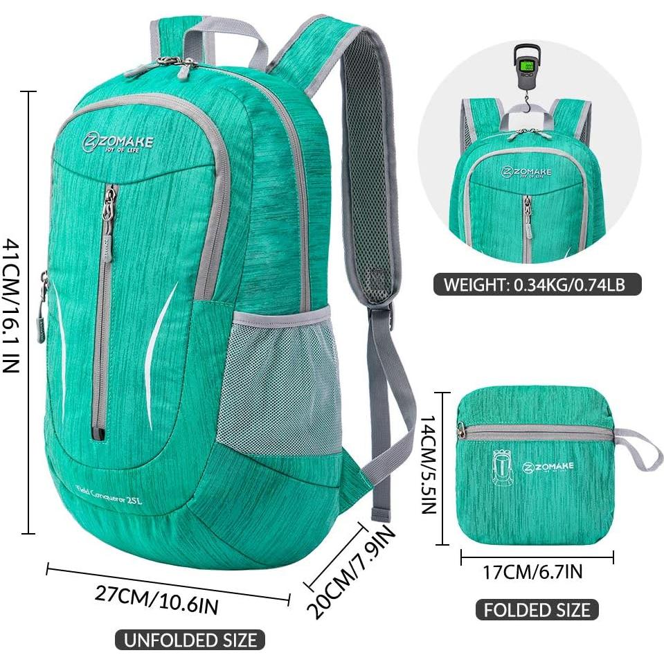 Mochila Plegable ZOMAKE 25L Resistente al Agua Verde