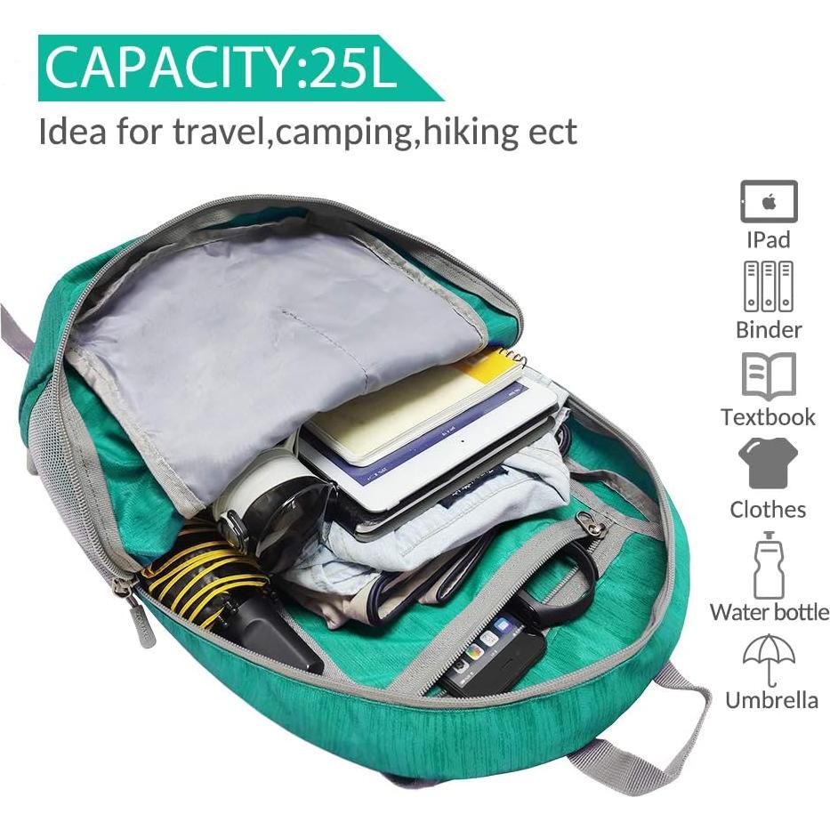 Mochila Plegable ZOMAKE 25L Resistente al Agua Verde