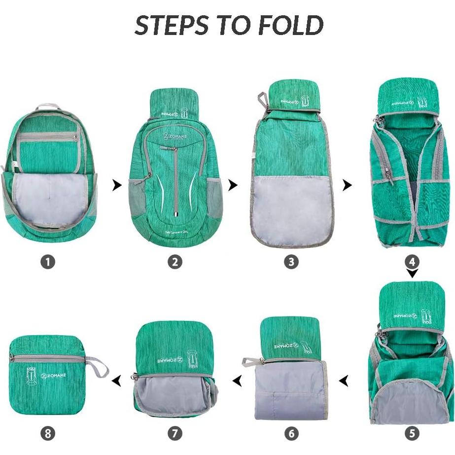 Mochila Plegable ZOMAKE 25L Resistente al Agua Verde