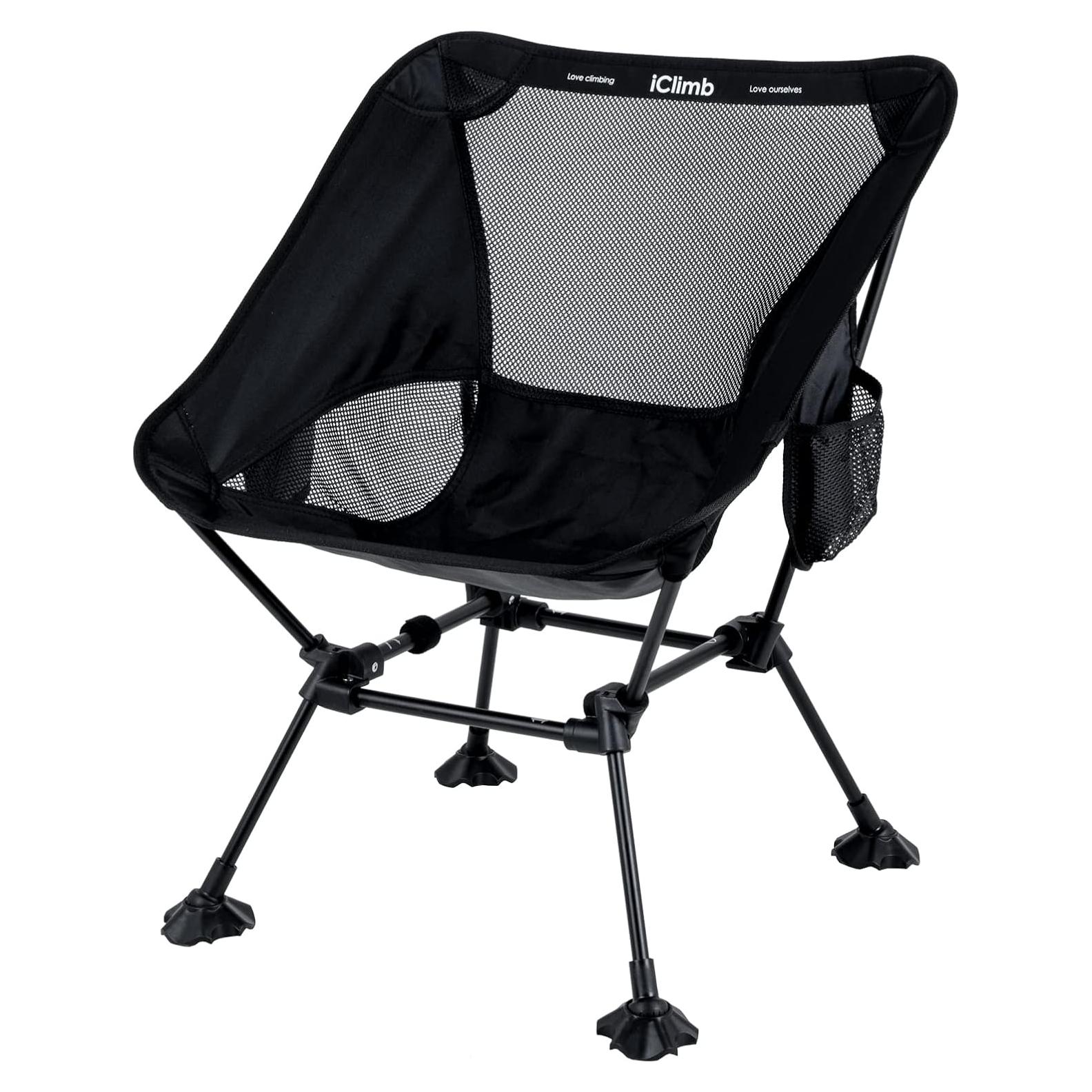 Silla de Playa Plegable iClimb IC607 Ultraligera Negra