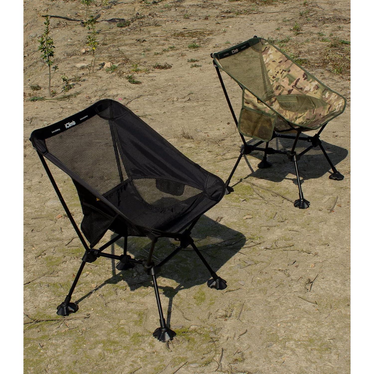 Silla de Playa Plegable iClimb IC607 Ultraligera Negra