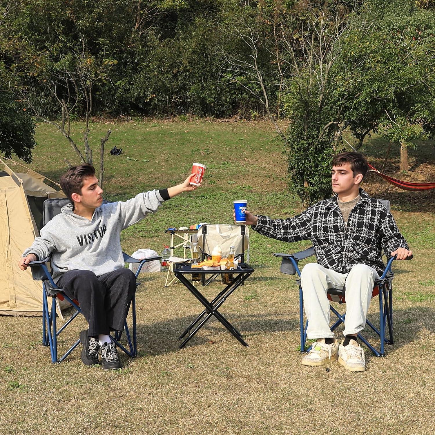 Sillas de Camping Plegables Colorsoul 2 Piezas con Portavasos