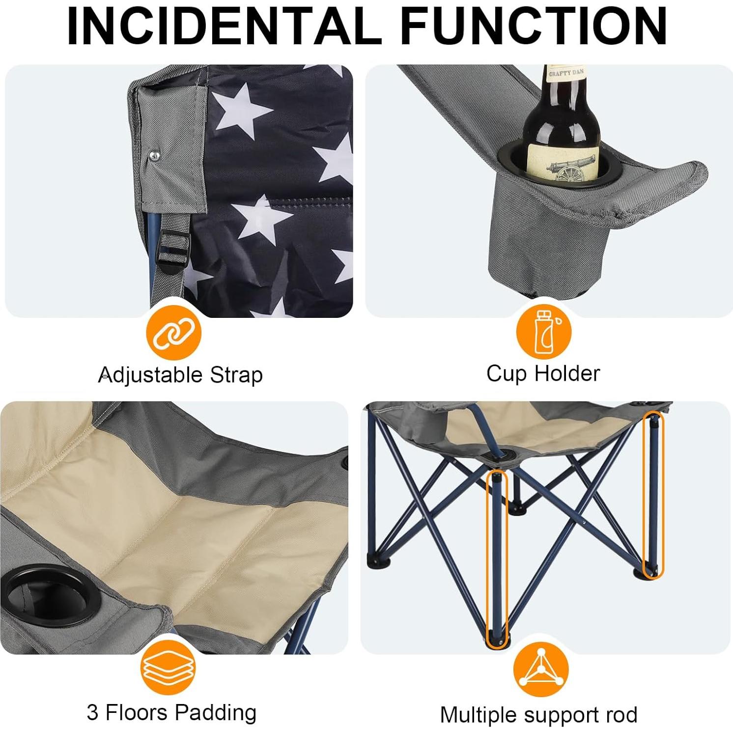 Sillas de Camping Plegables Colorsoul 2 Piezas con Portavasos