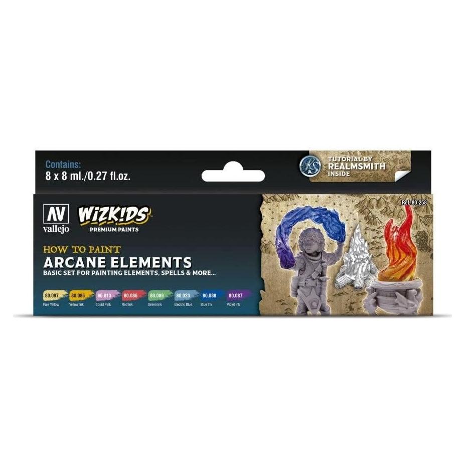 Set de Pinturas Acrílicas Vallejo Wizkids Elementos Arcanos 8x8ml