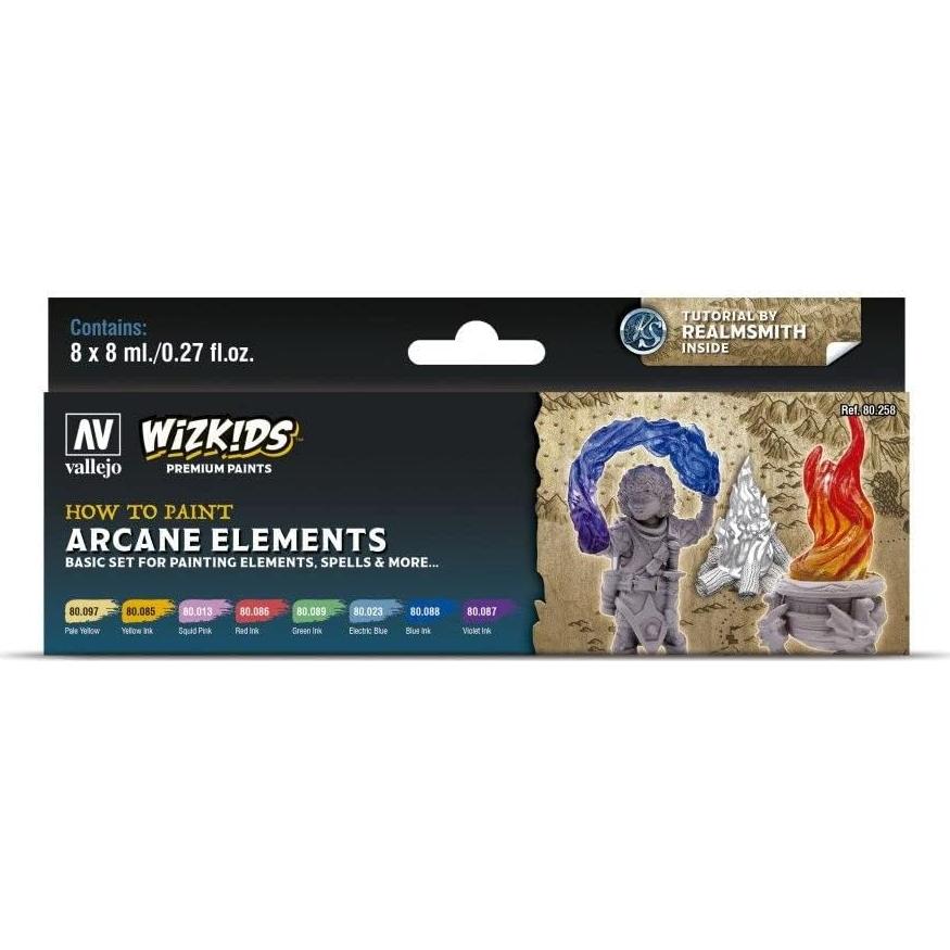 Set de Pinturas Acrílicas Vallejo Wizkids Elementos Arcanos 8x8ml