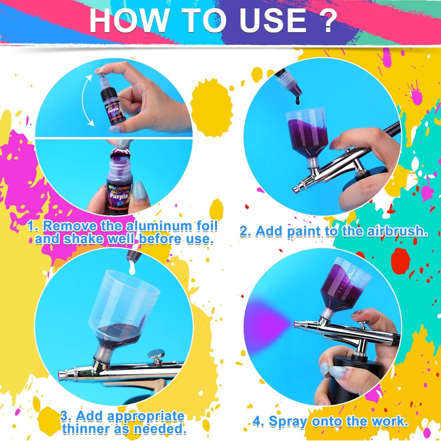 Set de Pintura Airbrush ERCorArt 54 Colores Acrílica 19 Oz