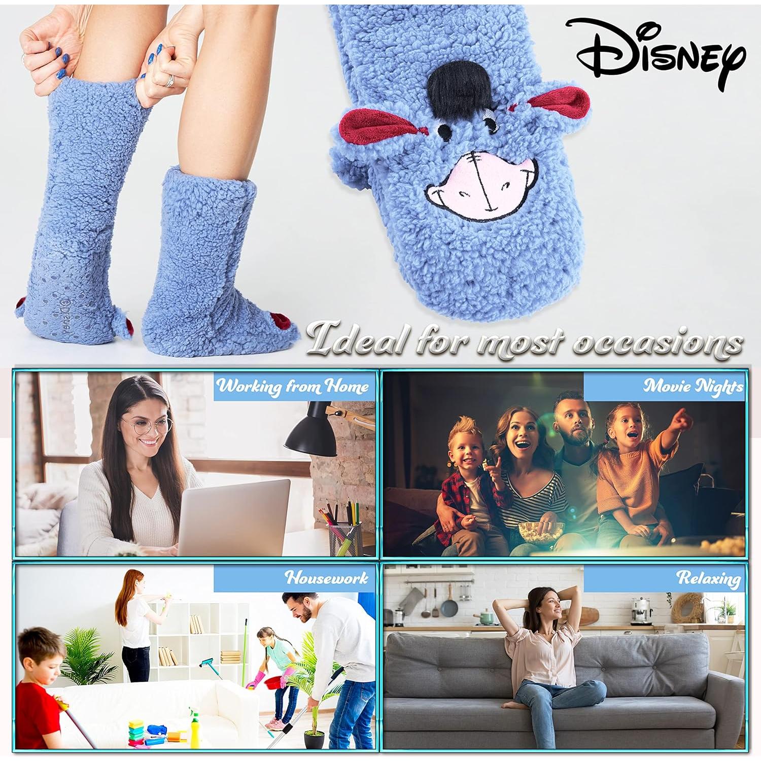 Calcetines Fluffy Disney para Mujeres Antideslizantes Azul Eeyore
