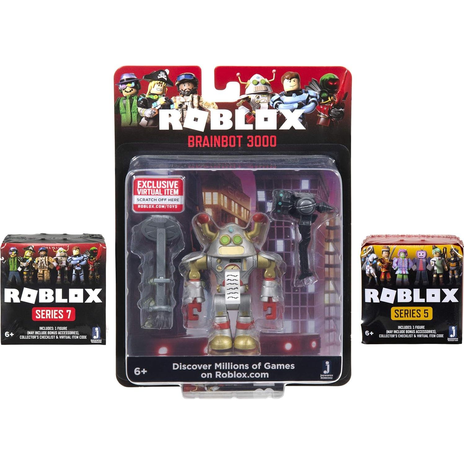 Figuras de Acción Roblox Jazwares Brainbot 3000 + 2 Misteriosas